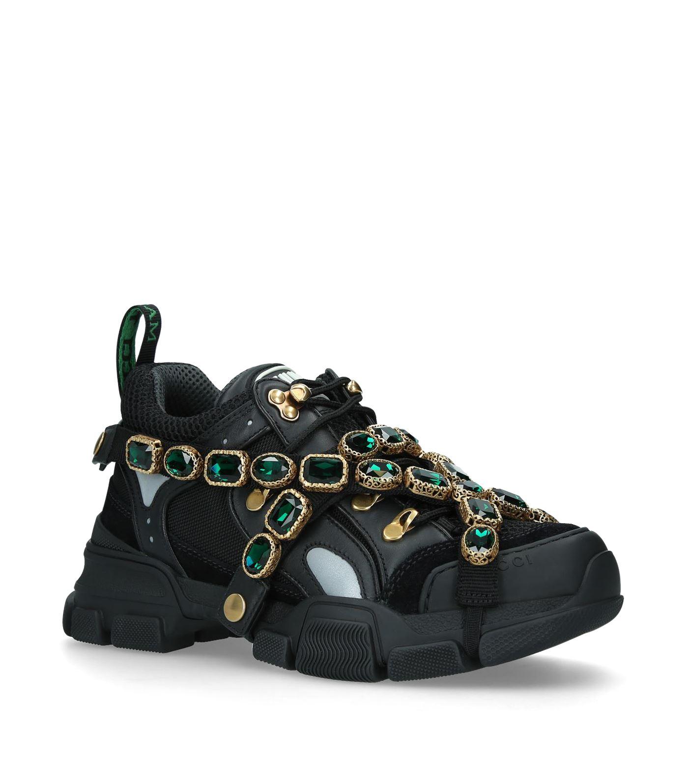 Conform glans oppervlakte Gucci Flashtrek Strass Sneakers in Black | Lyst