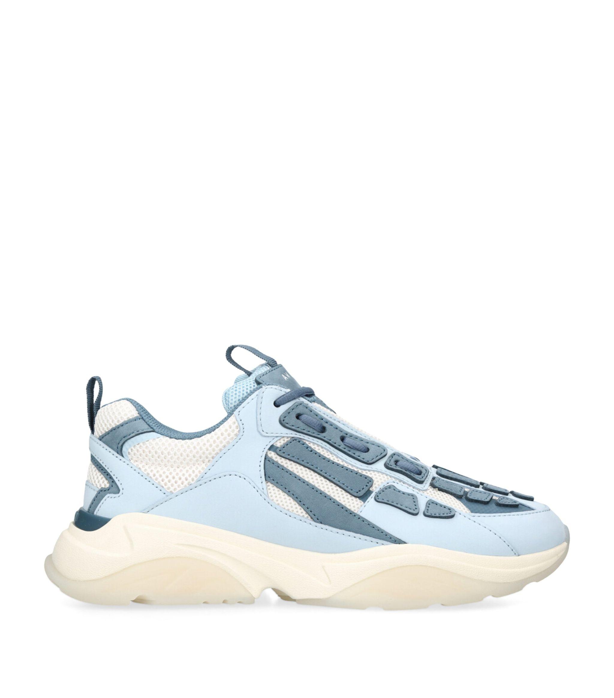 Amiri Bone Runner Appliquéd Leather And Mesh Low-top Trainers in Blue for  Men | Lyst