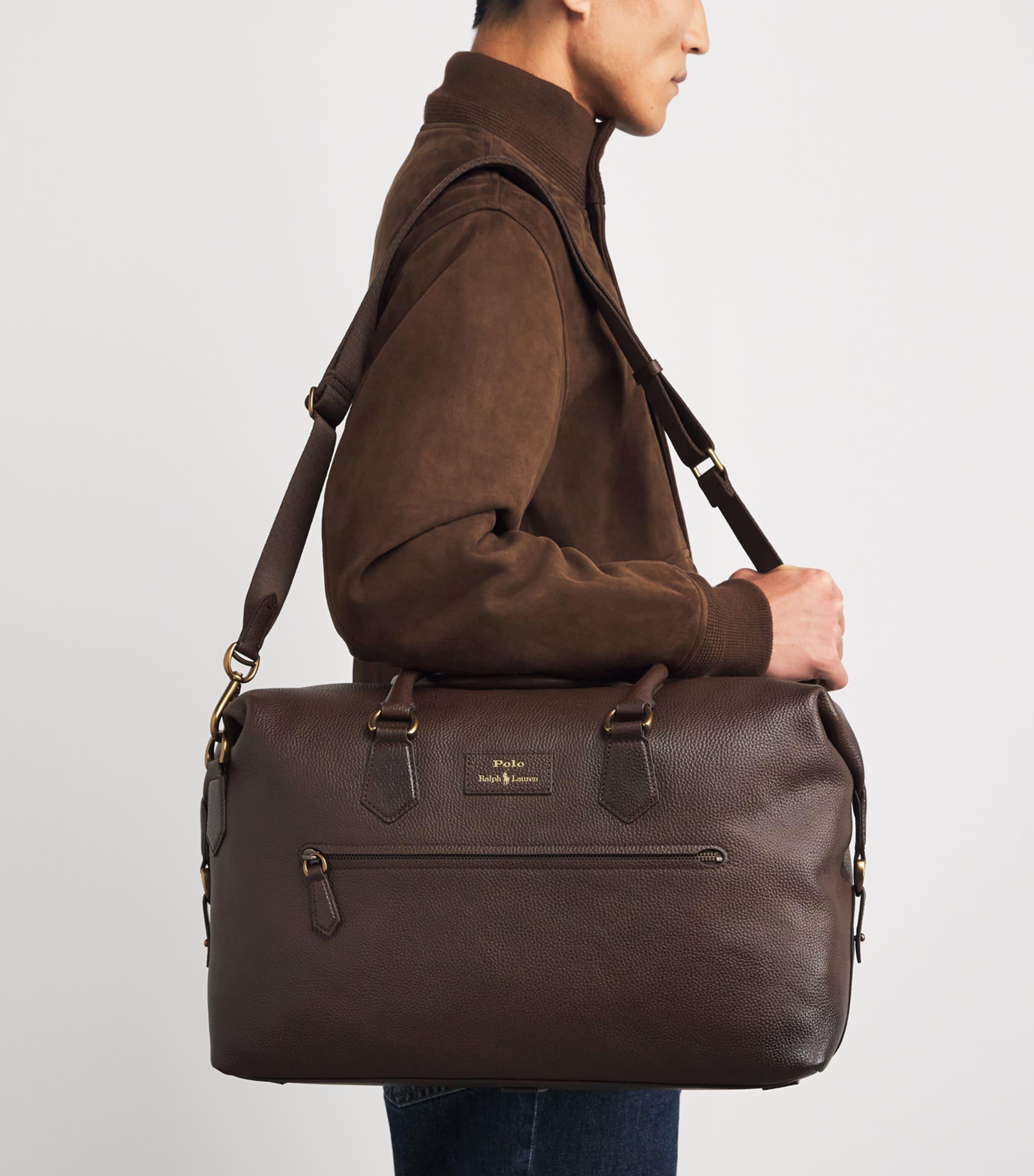 Polo Ralph Lauren Grained Leather Duffle Bag in Brown for Men | Lyst