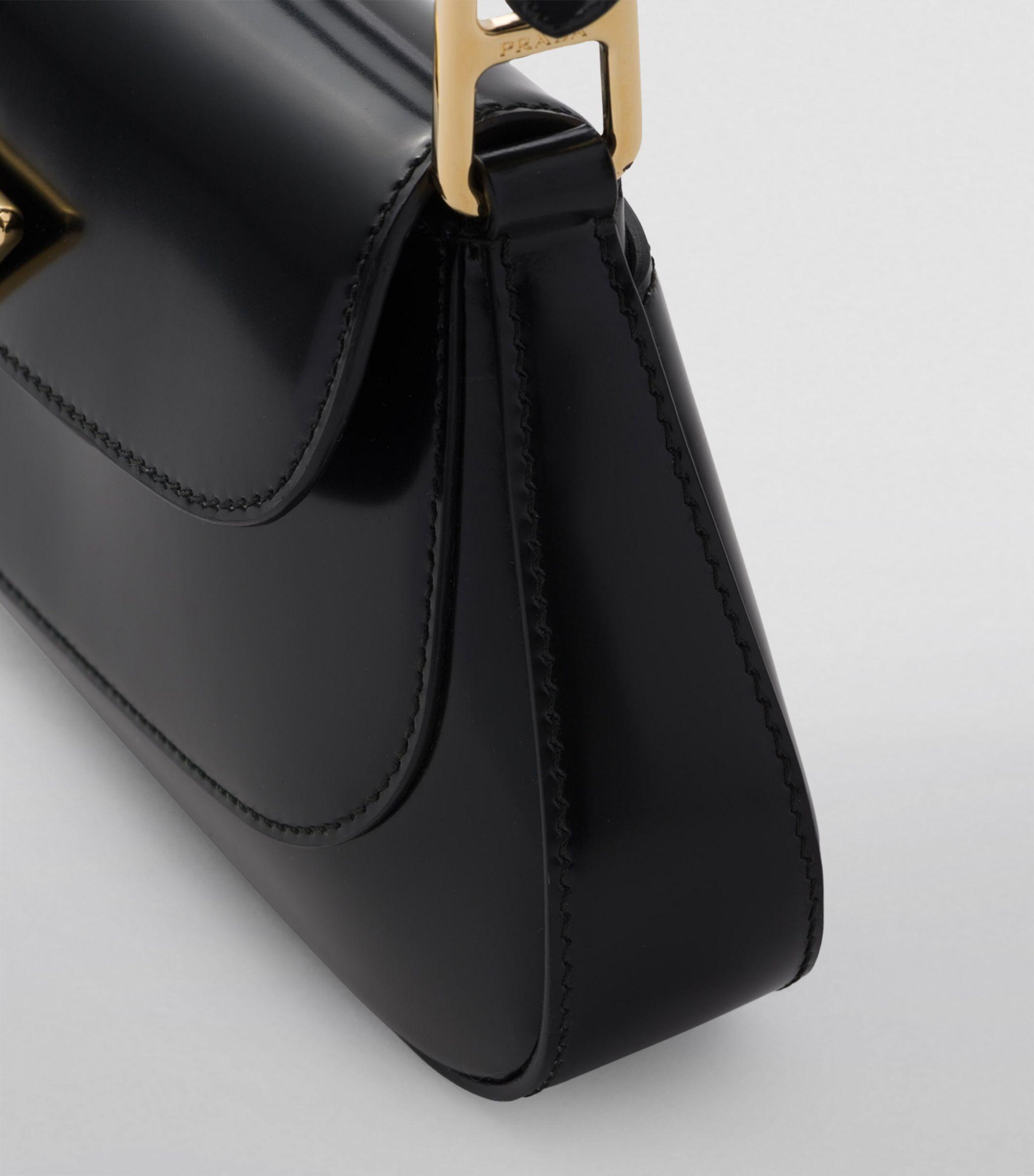 【PRADA】BRUSHED LEATHER SHOULDER BAG Prada Femme brushed-leather Shoulder Bag | Black | FARFETCH CA