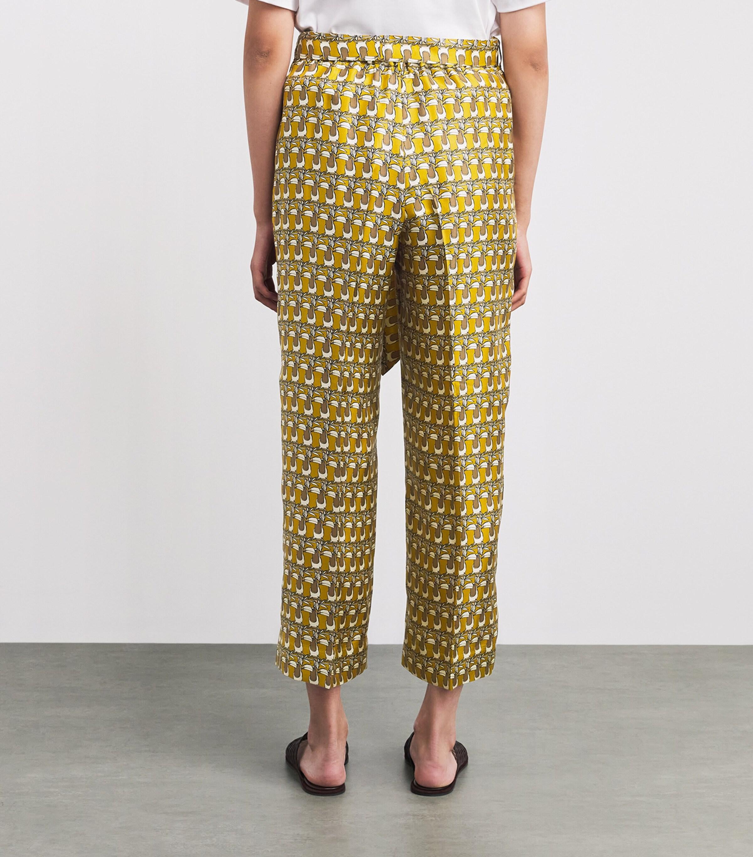 パンツ Max Mara Floral Patterned Yellow Silk Trousers Max Mara Silk Printed Trousers in Yellow | Lyst
