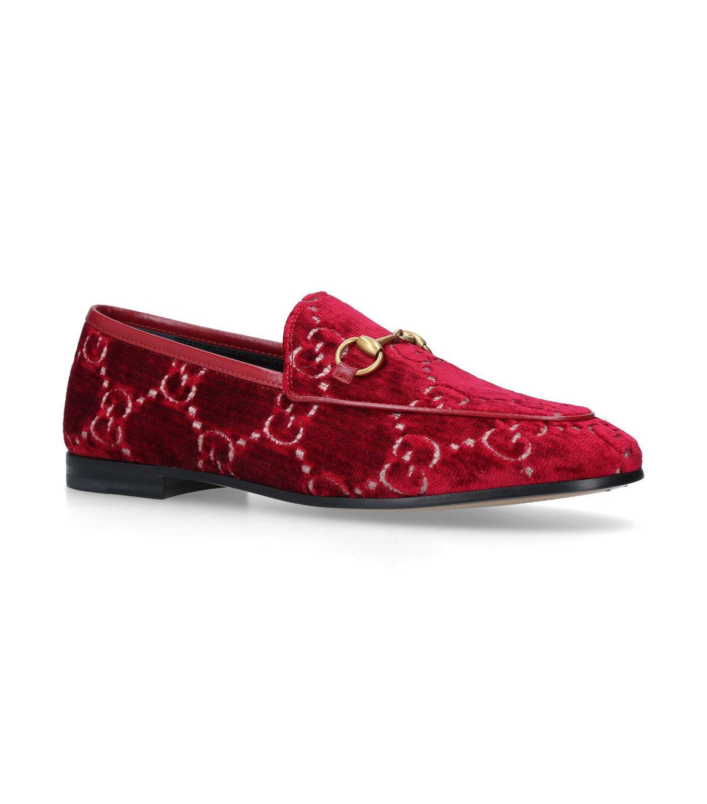 Gucci Velvet GG Jordaan Loafers in Red - Lyst