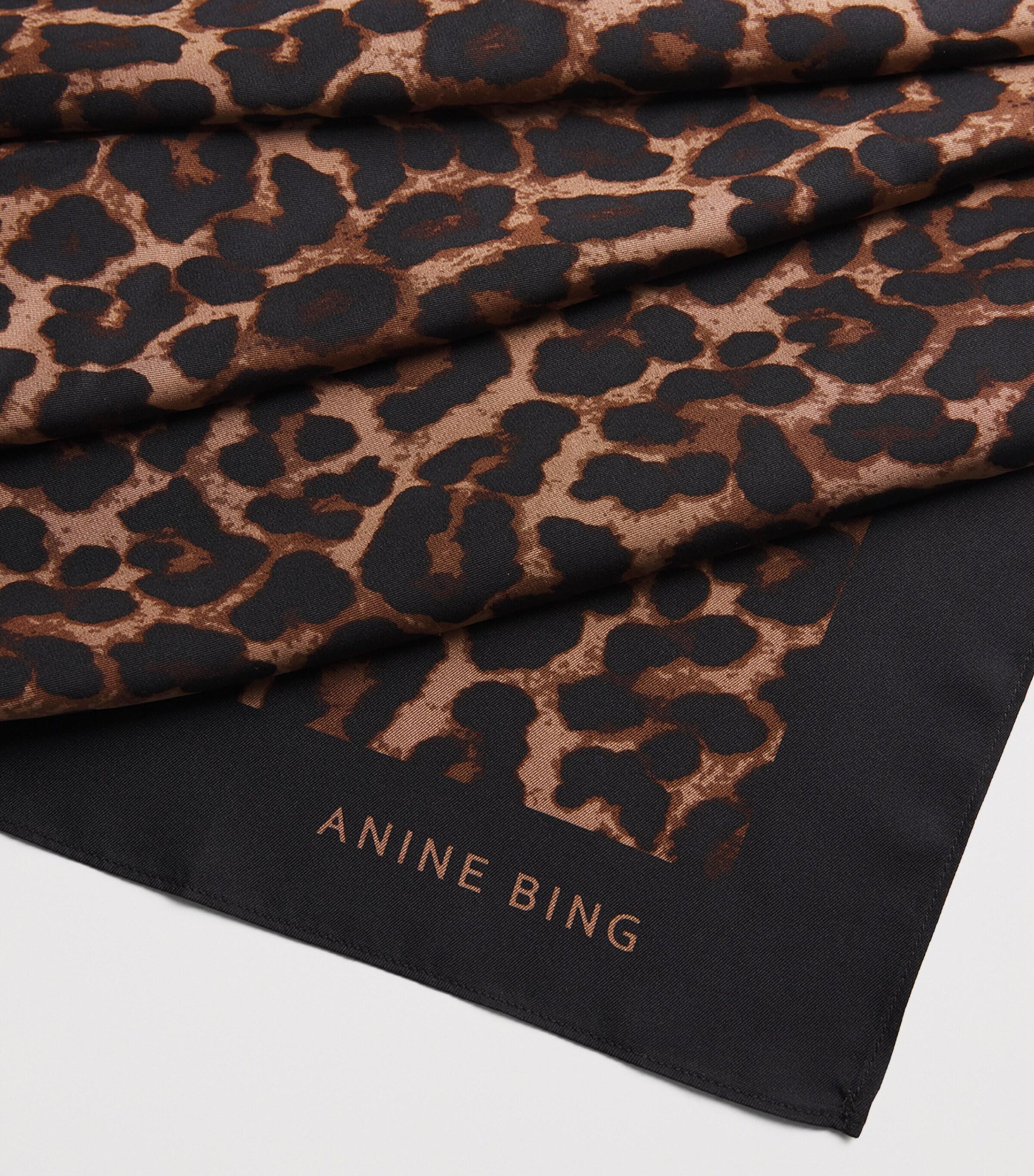 Anine Bing Silk Twill Leopard Print York Scarf in Brown | Lyst
