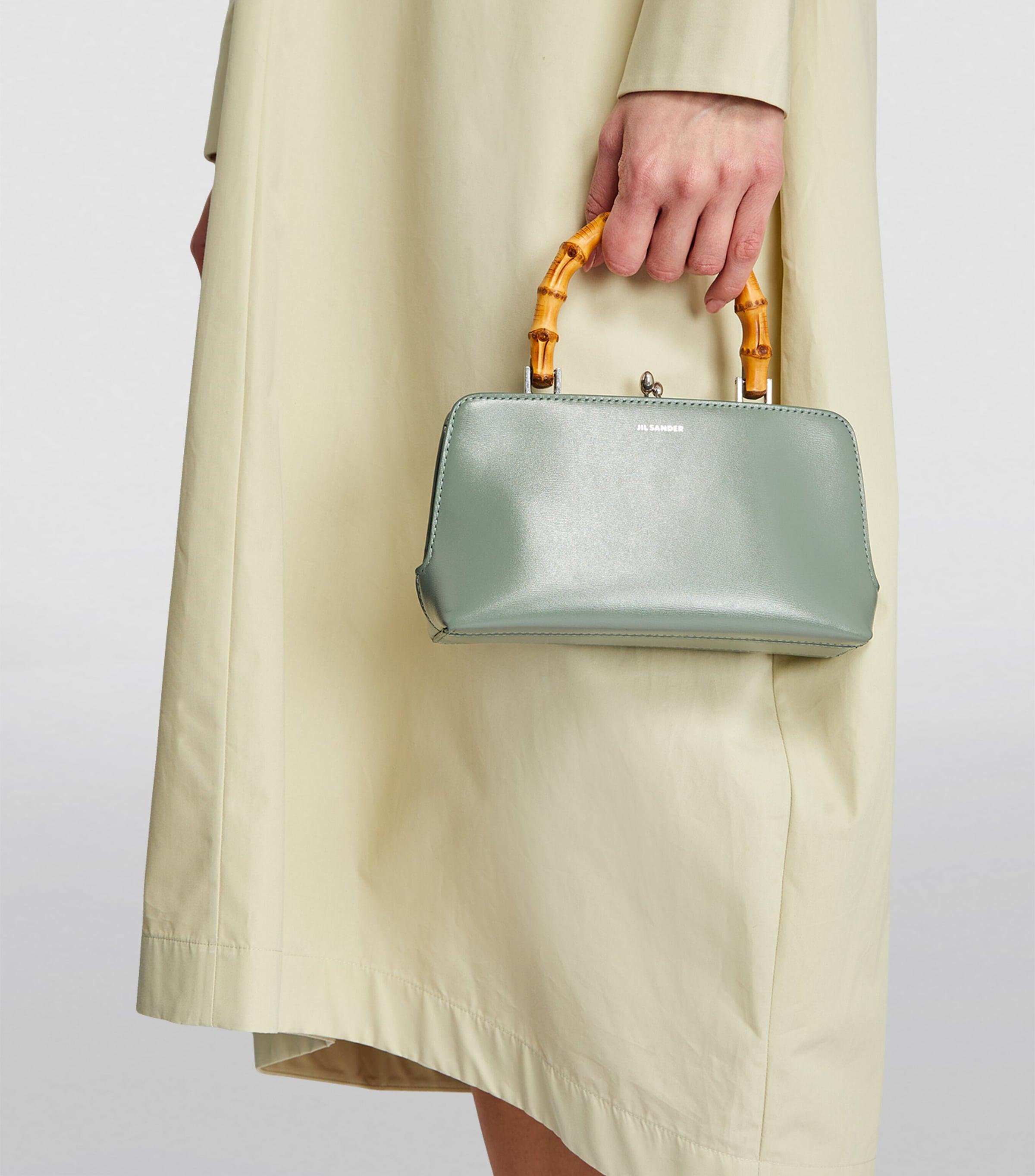 バッグ JIL SANDER LEATHER MINI BOSTON HAND BAG Jil Sander Mini Goji Bamboo-Handle Bag in Green | Lyst UK