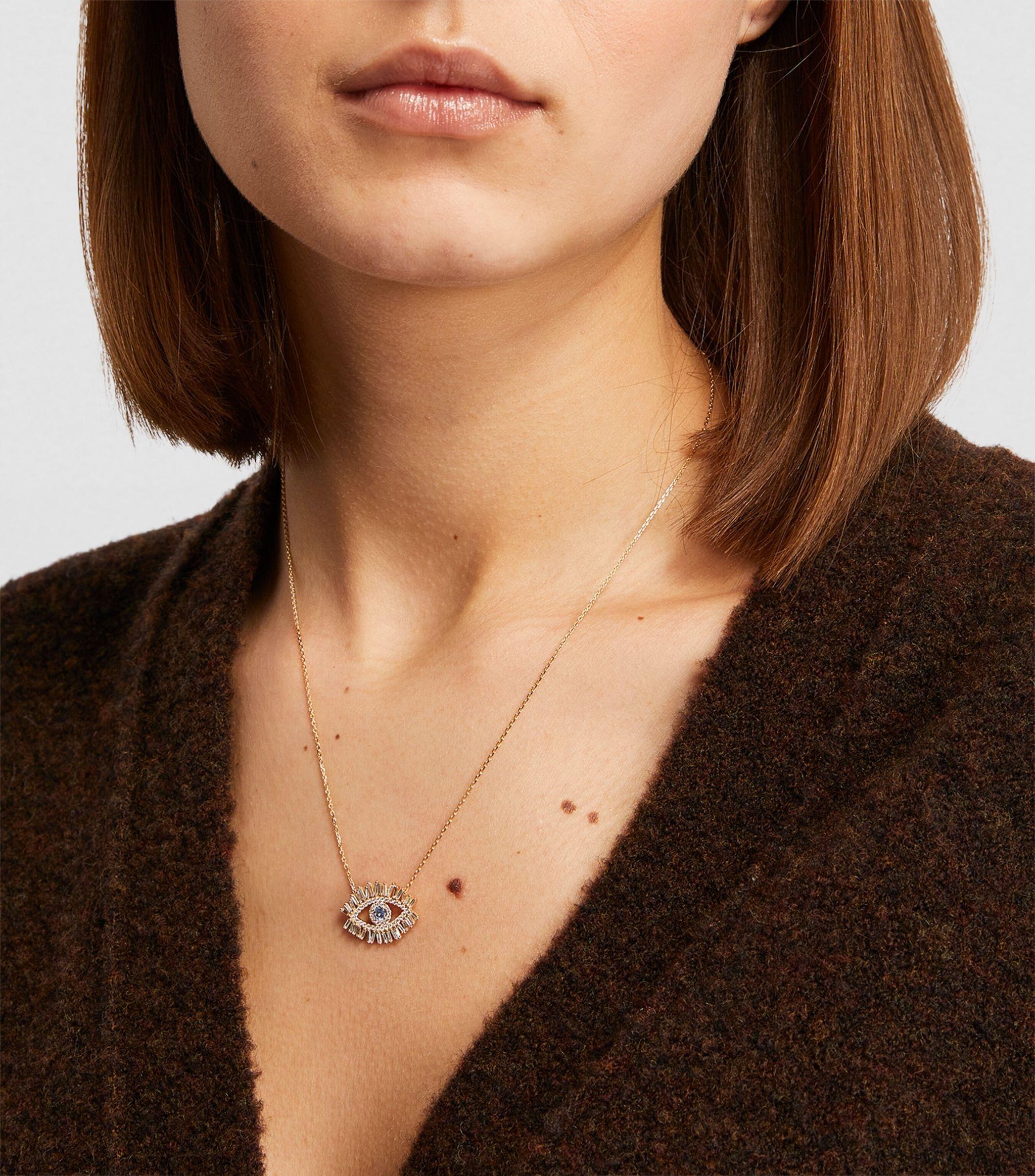 Sapphire Evil Eye Necklace in Metallic 