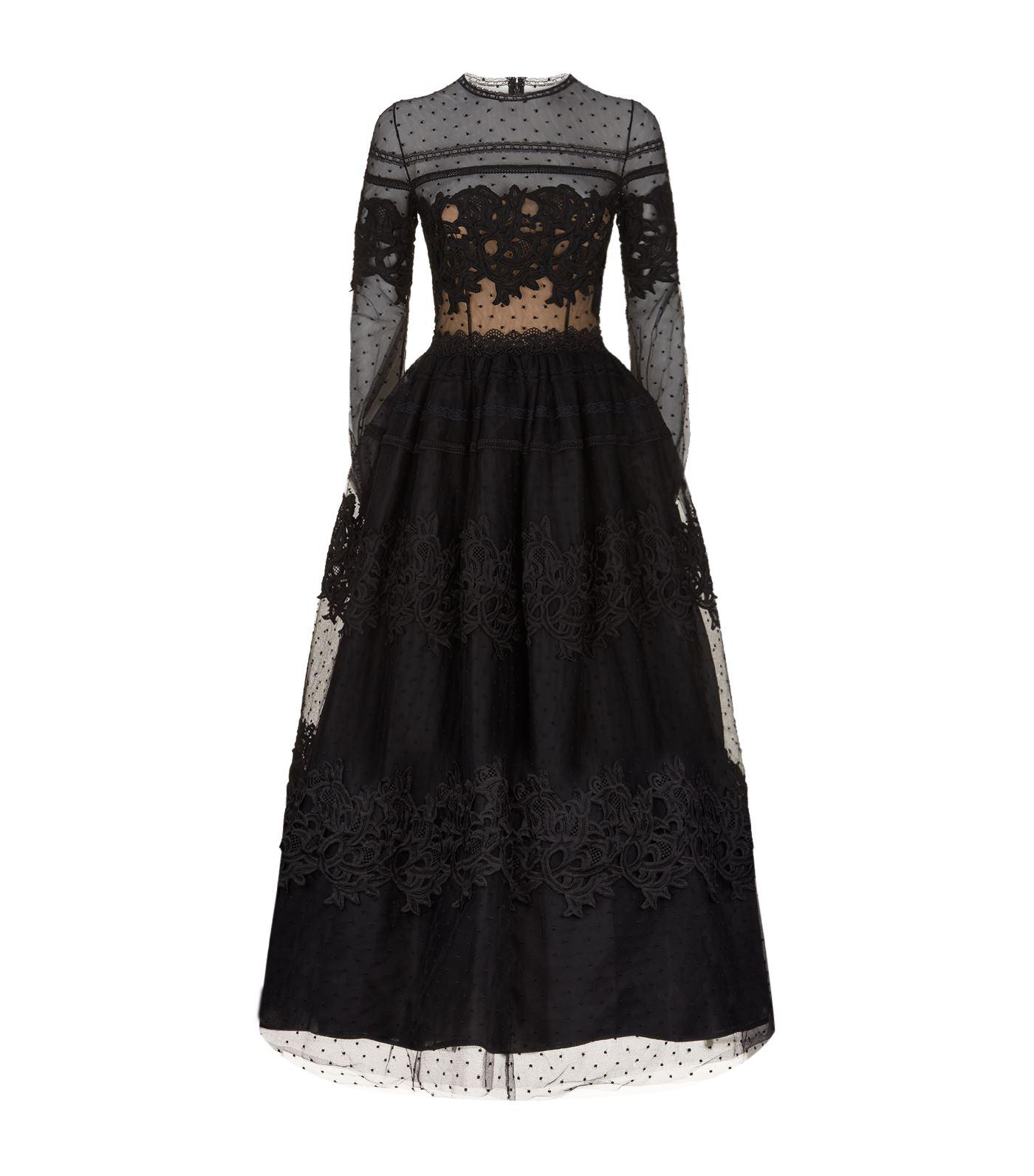 Costarellos Tulle Lace Trim Point D ...