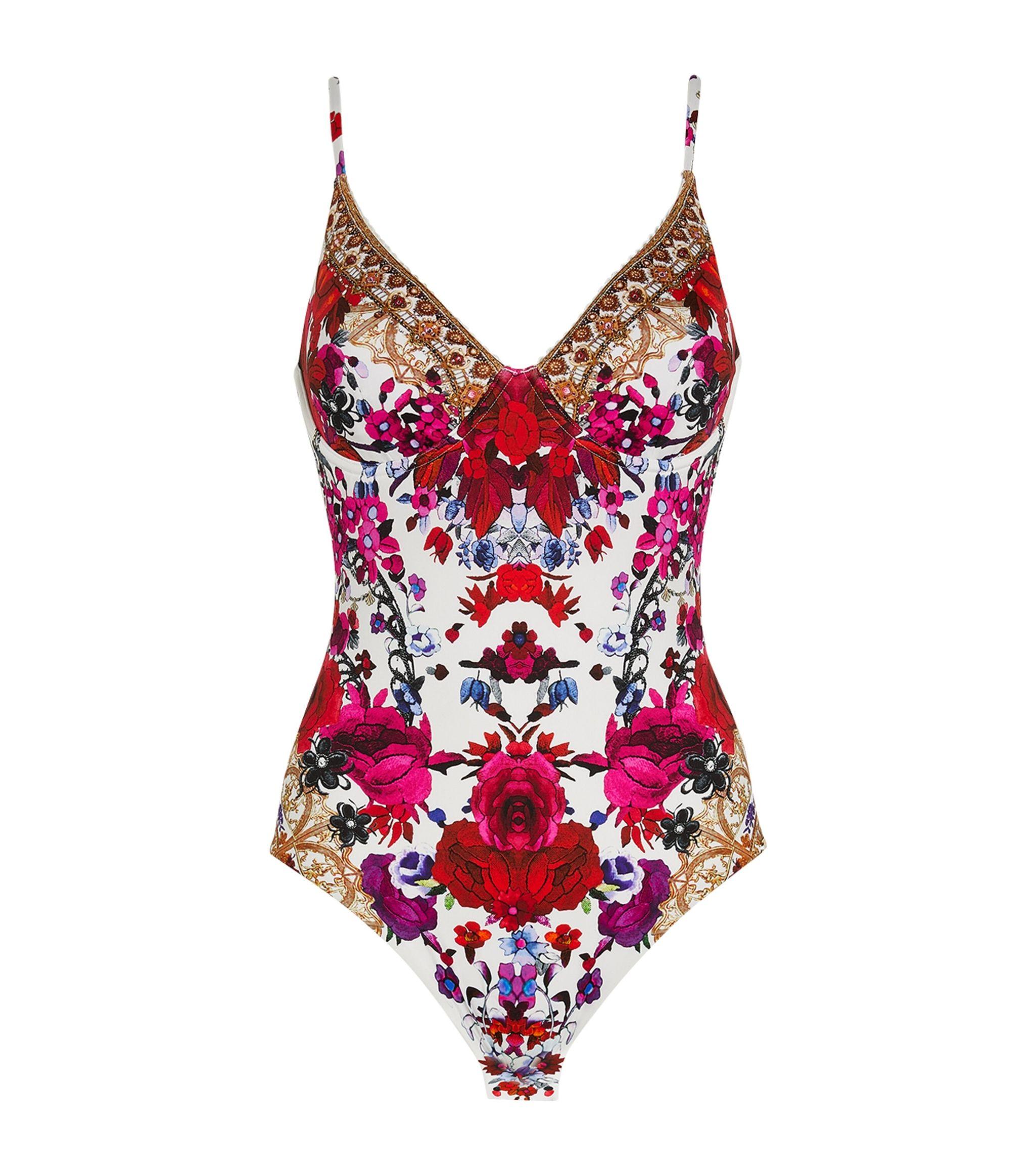 Camilla Lace Reign Of Roses Swimsuit in Red | Lyst Canada