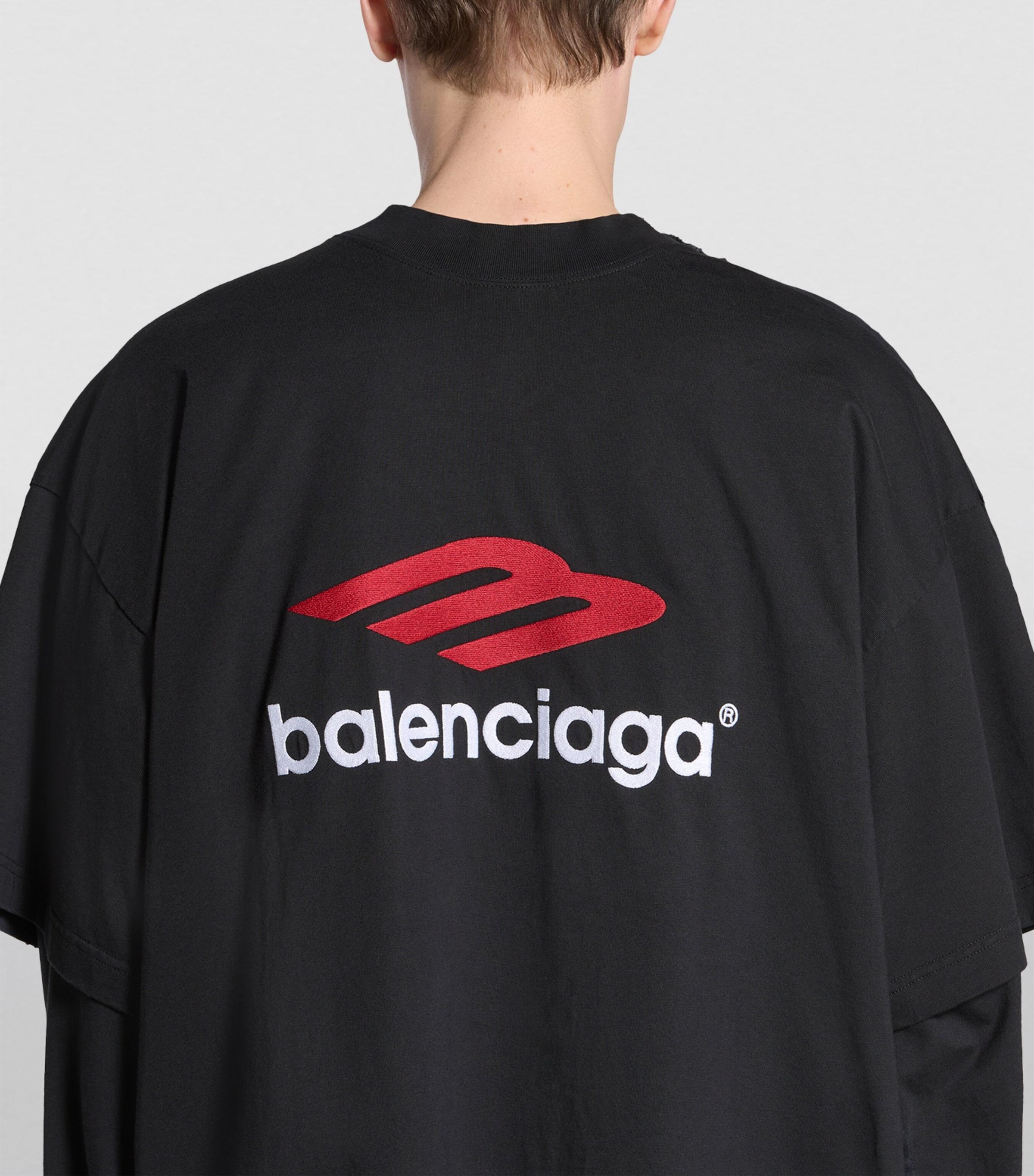 Balenciaga Oversized Logo T-Shirt in Black | Lyst