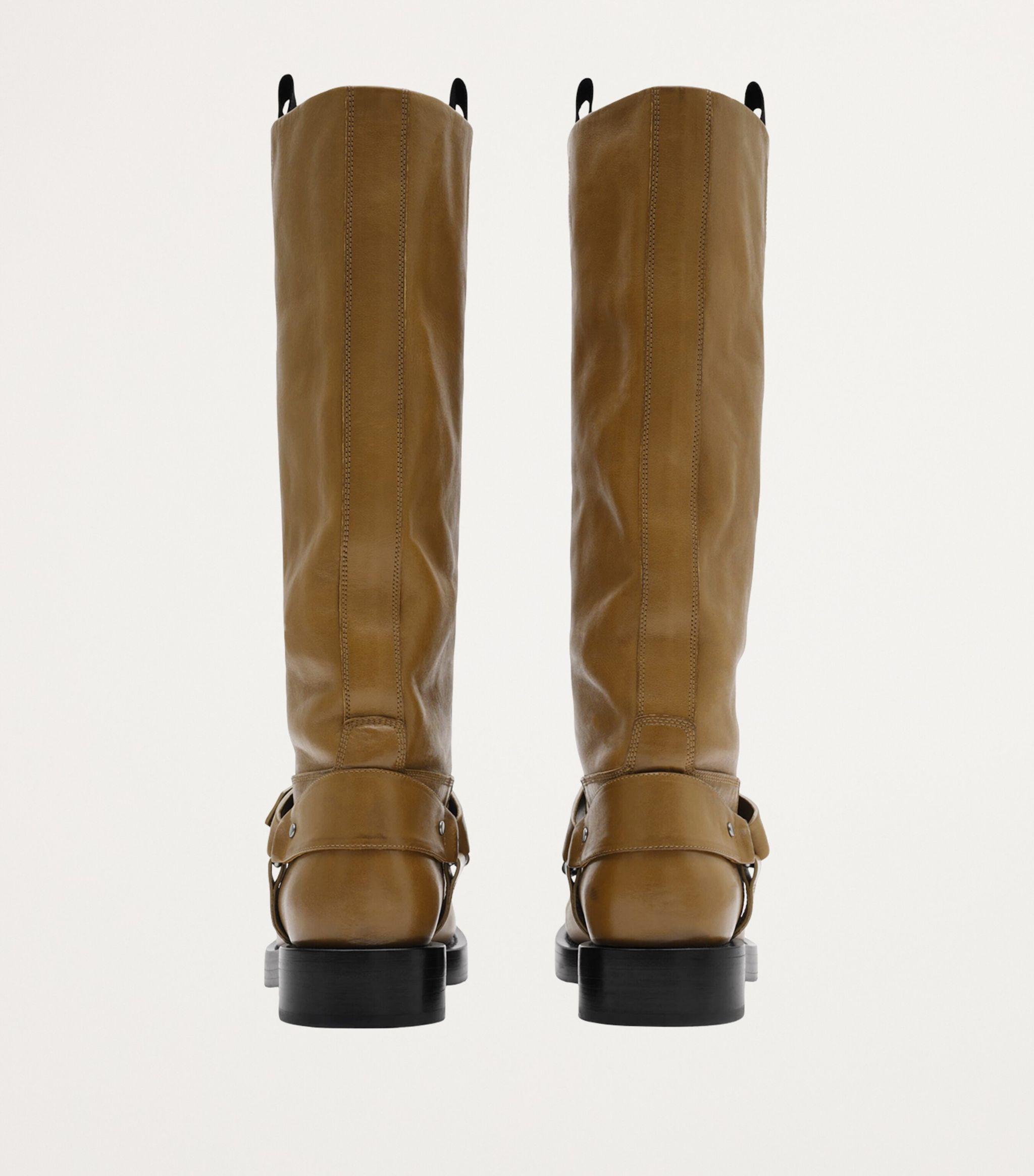 Burberry Leather Biker Boots in Brown | Lyst