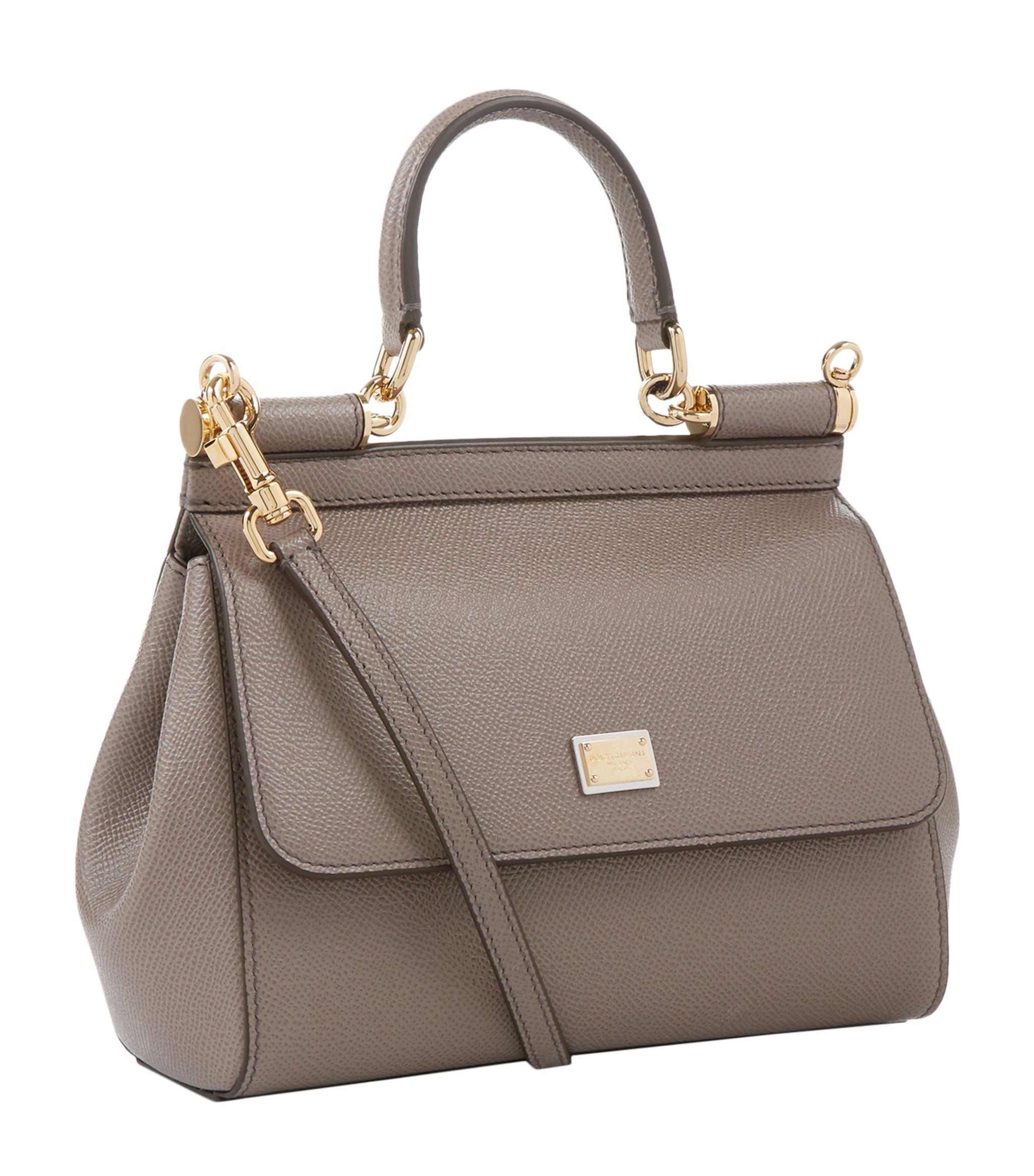 Dolce & Gabbana Leather Small Sicily Top-handle Bag in Brown - Lyst