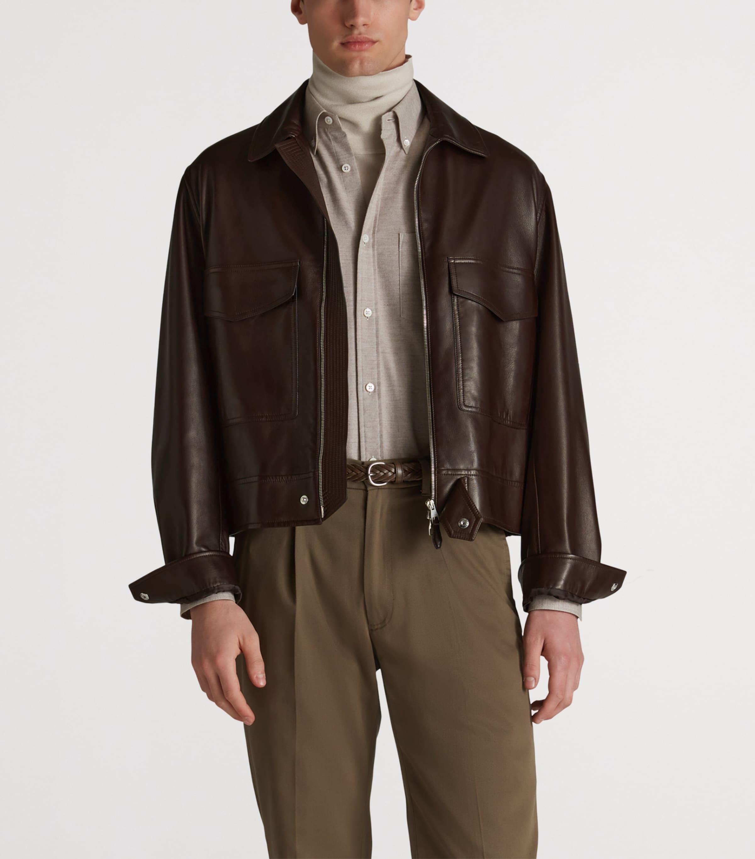 dunhill Leather Flight Jacket in Brown for Men | Lyst UK