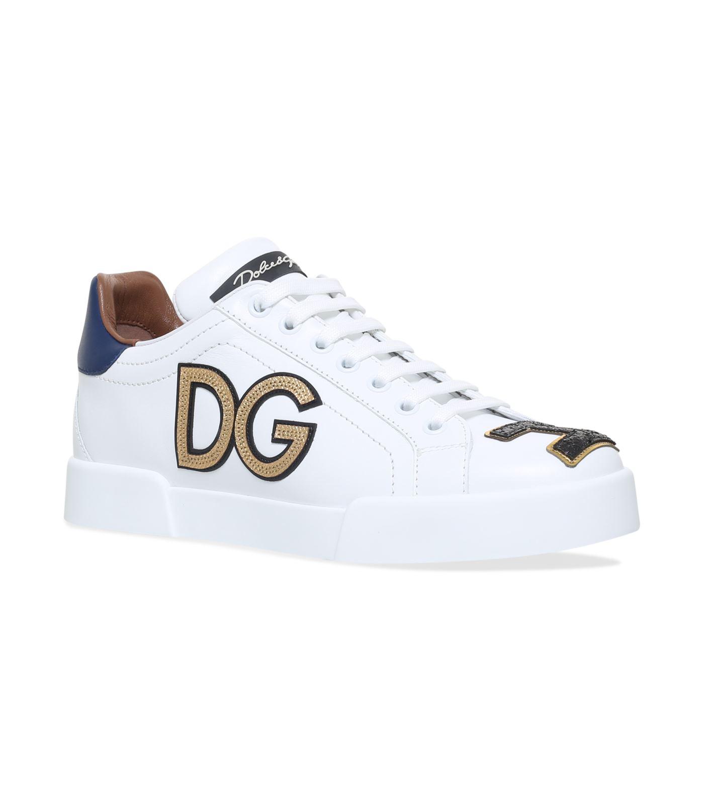 Dolce & Gabbana Leather Classic Crown Sneakers in White - Lyst