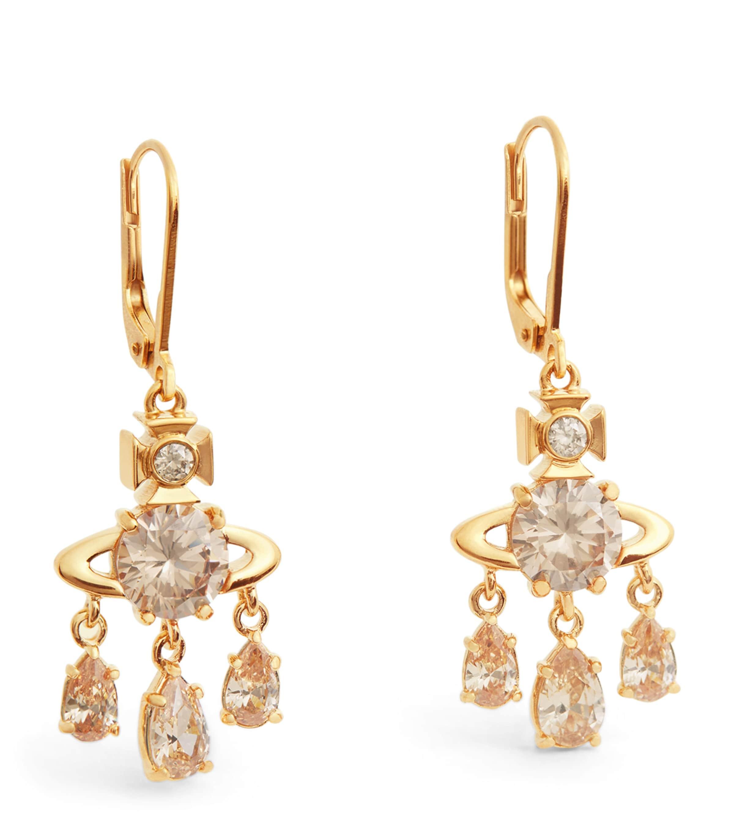 Vivienne Westwood Crystal Joaquina Drop Earrings in Metallic