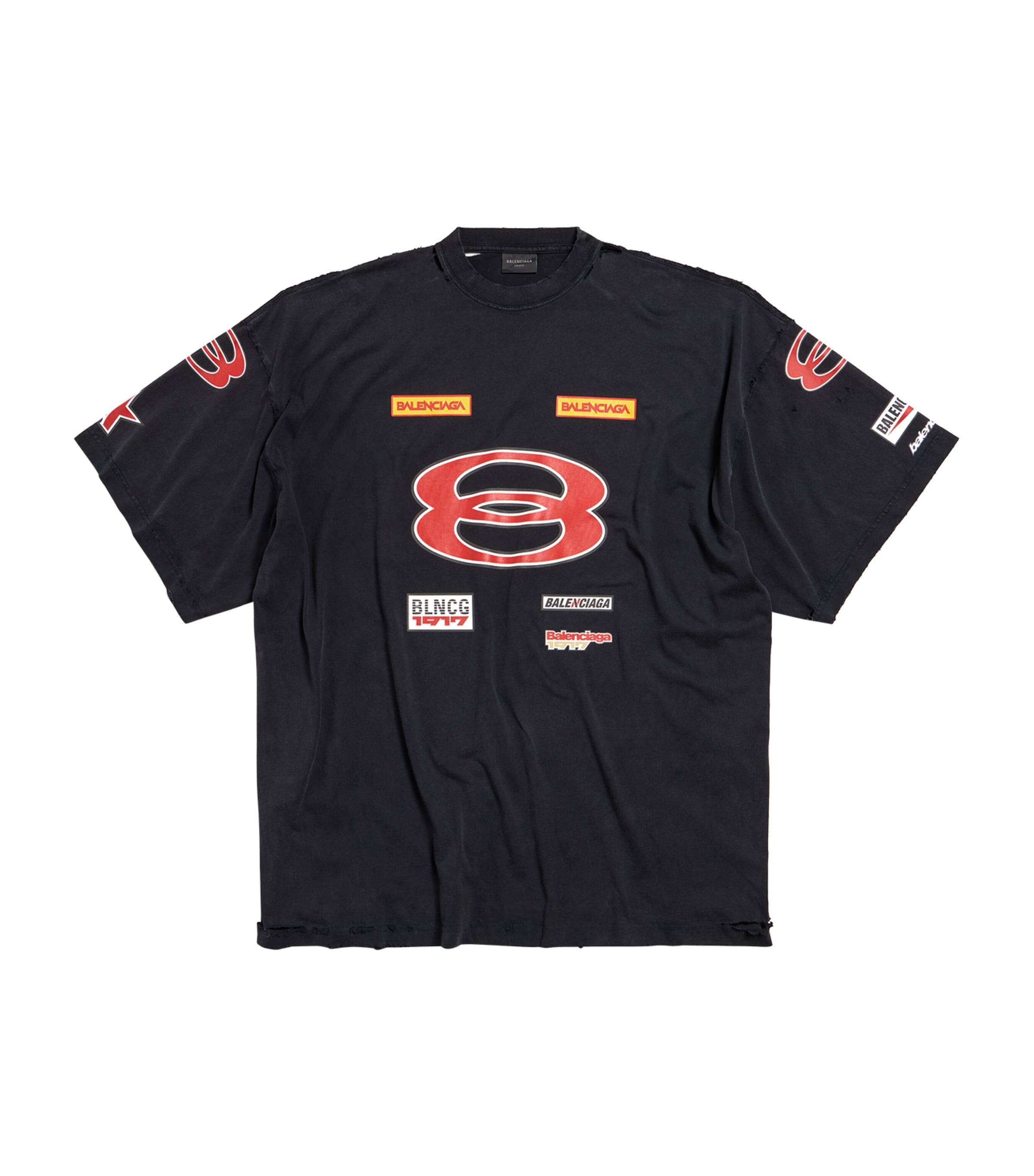 Balenciaga Oversized Distressed Logo T-Shirt in Black for Men | Lyst