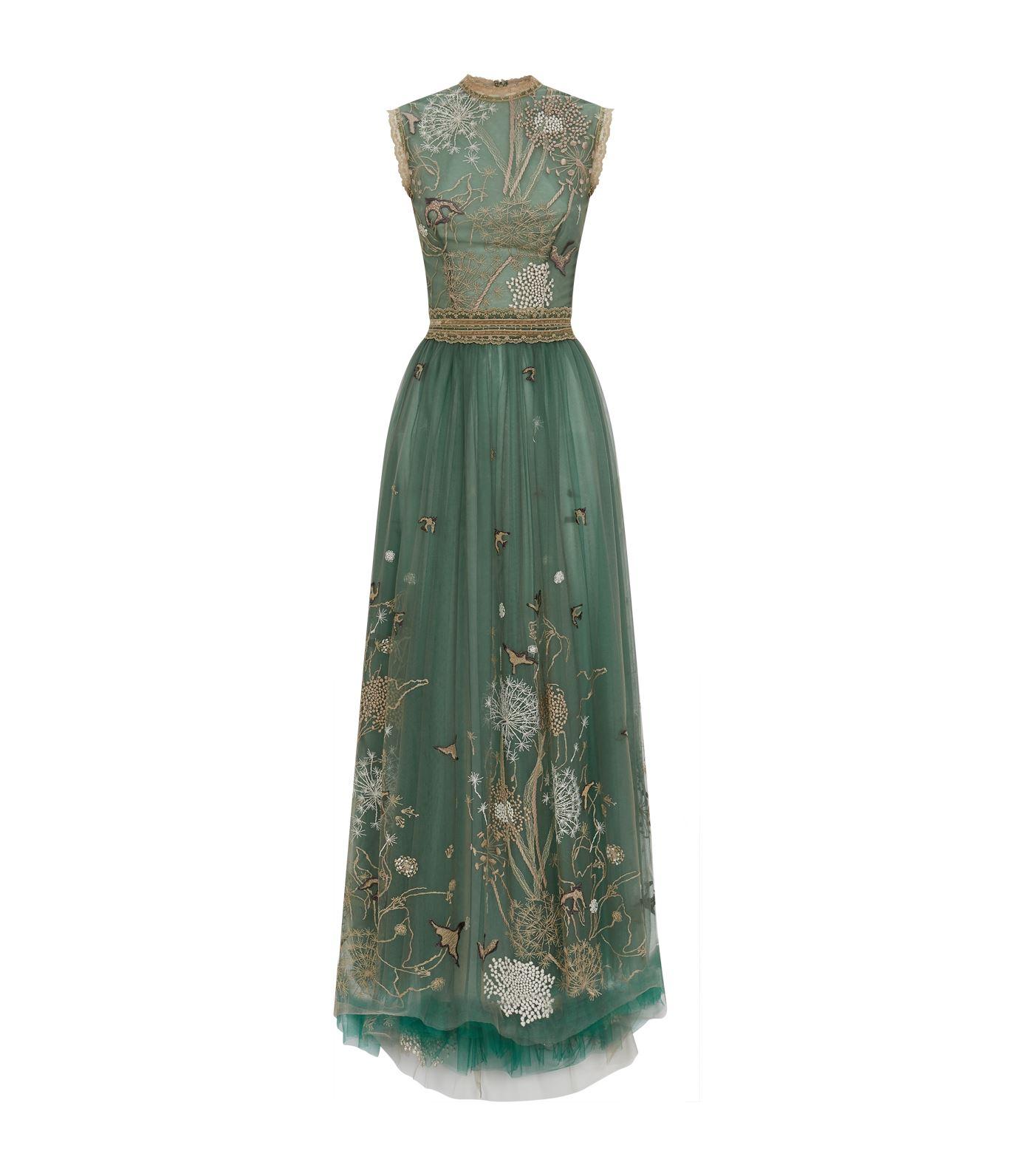 Costarellos Story-telling Embroidered Tulle Dress in Green | Lyst