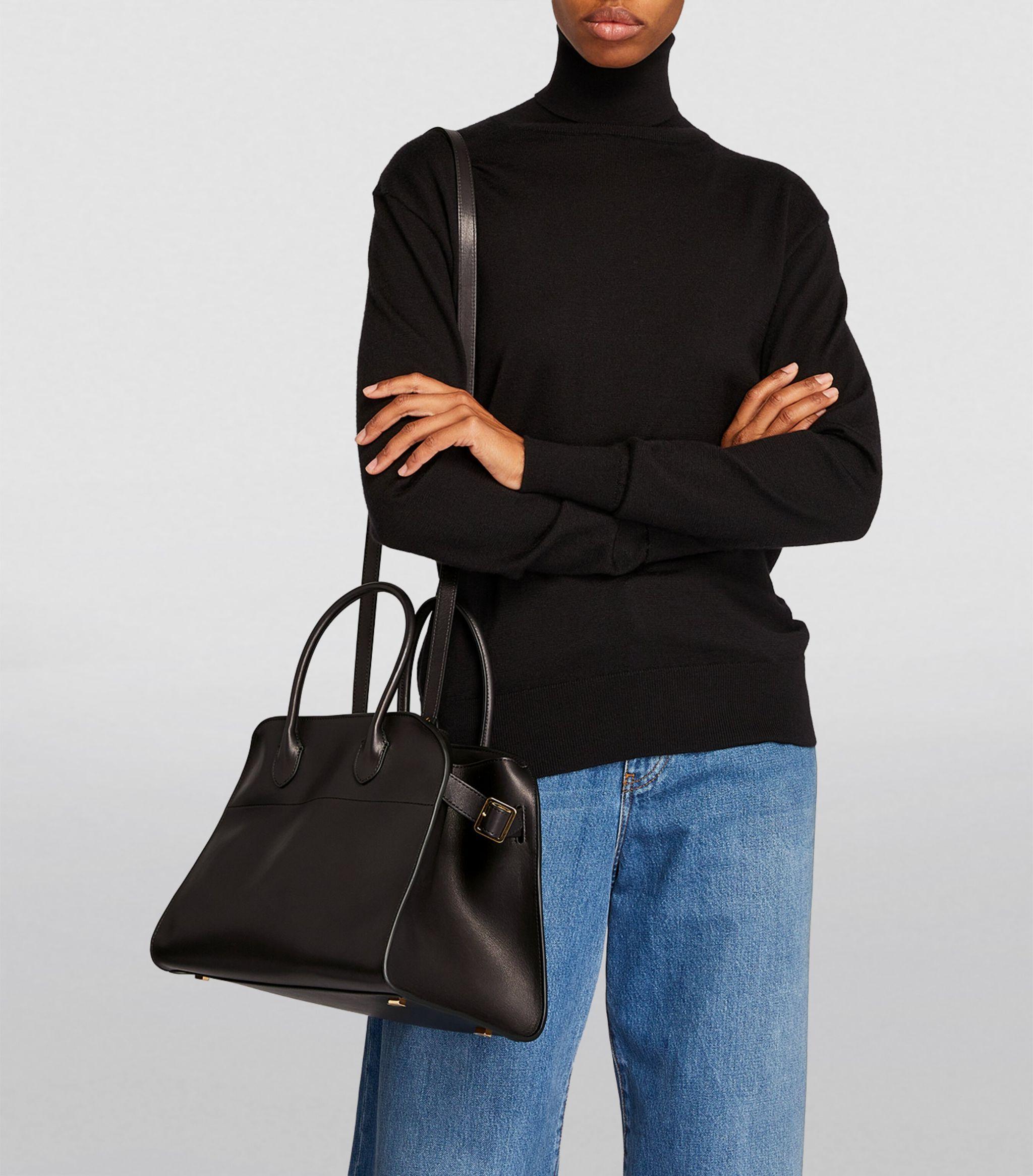 The Row Leather Margaux 12 Top-handle Bag in Black | Lyst