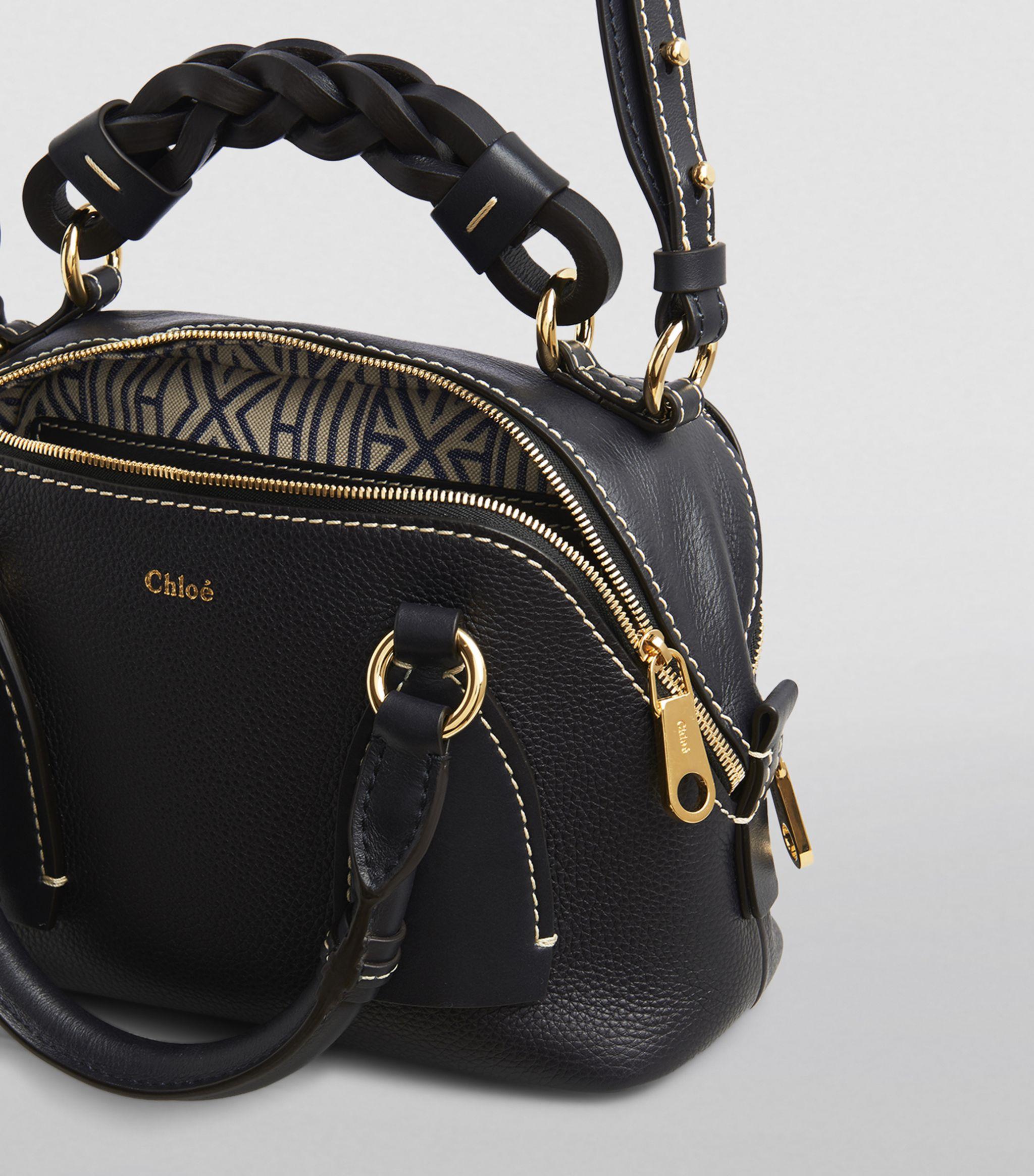 Chloé Leather Daria Shoulder Bag Small Full Blue - Lyst