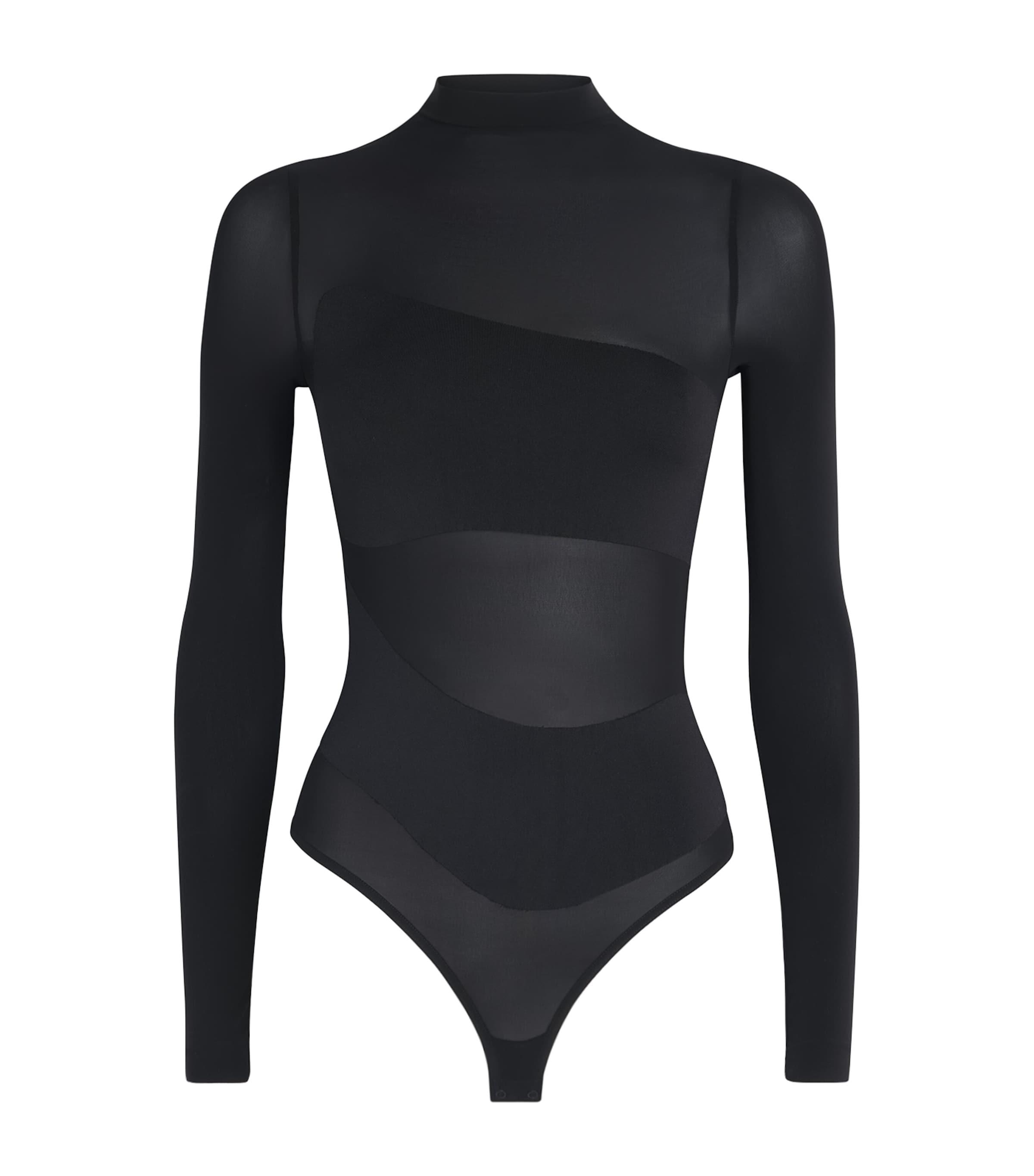 Wolford Sheer Panel Bodysuit in Black | Lyst