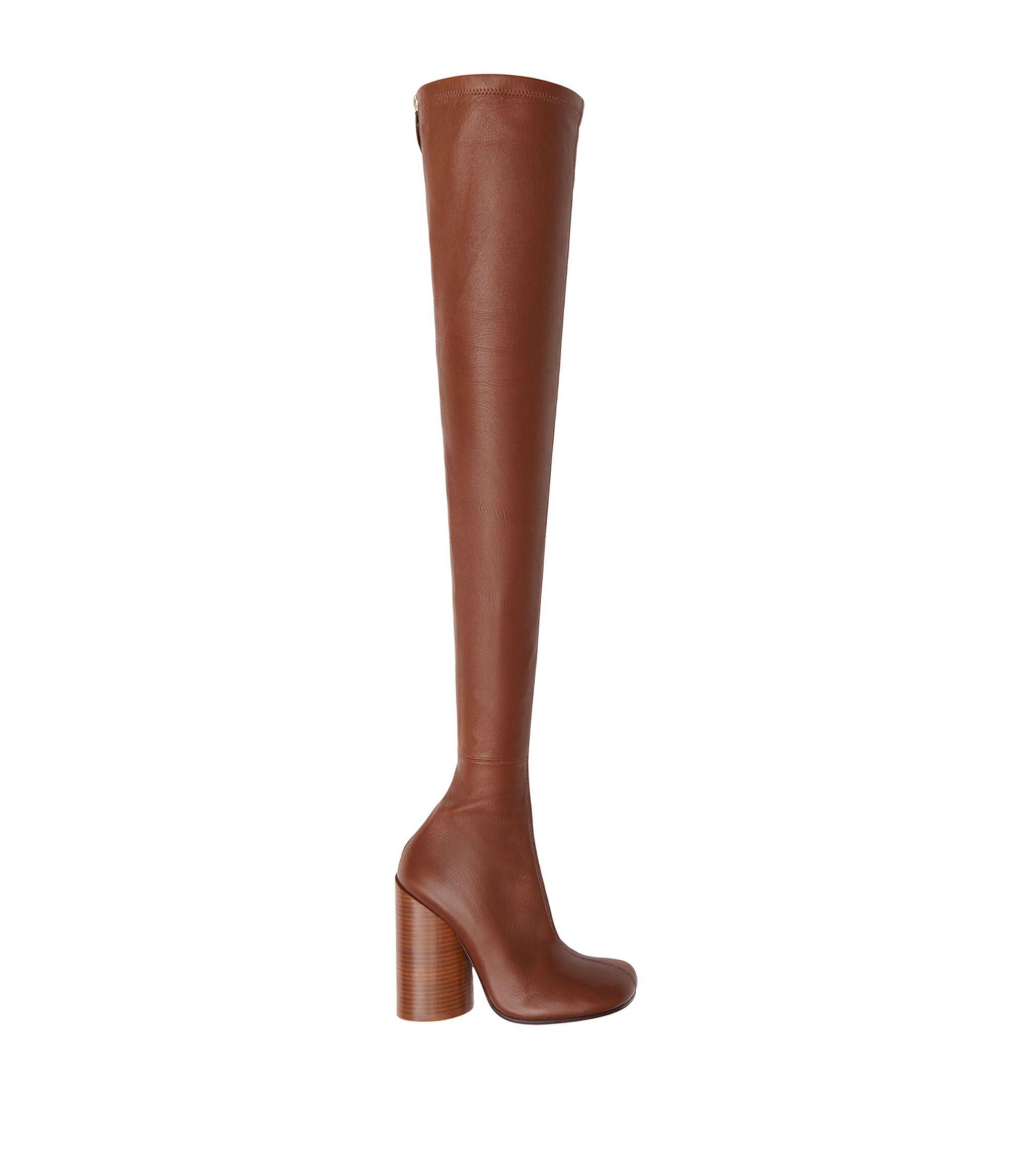 Burberry Leather Over The Knee Boots 110 In Brown Lyst