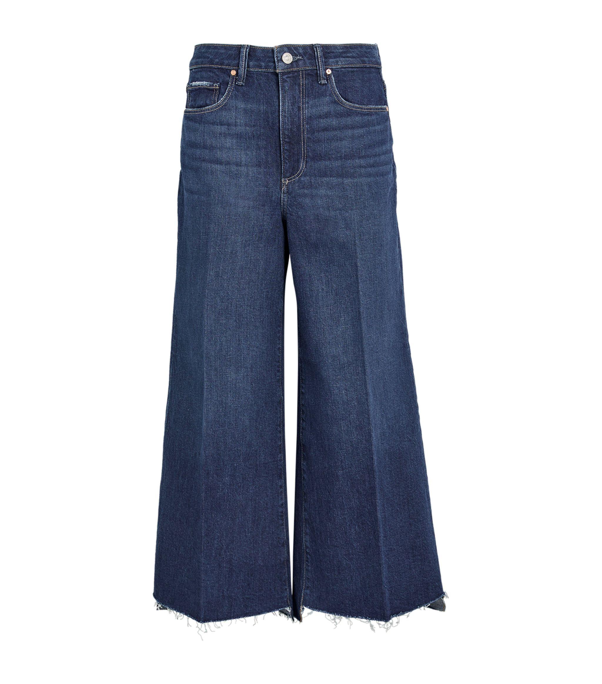 PAIGE Cropped Frankie High-rise Wide-leg Jeans in Blue | Lyst