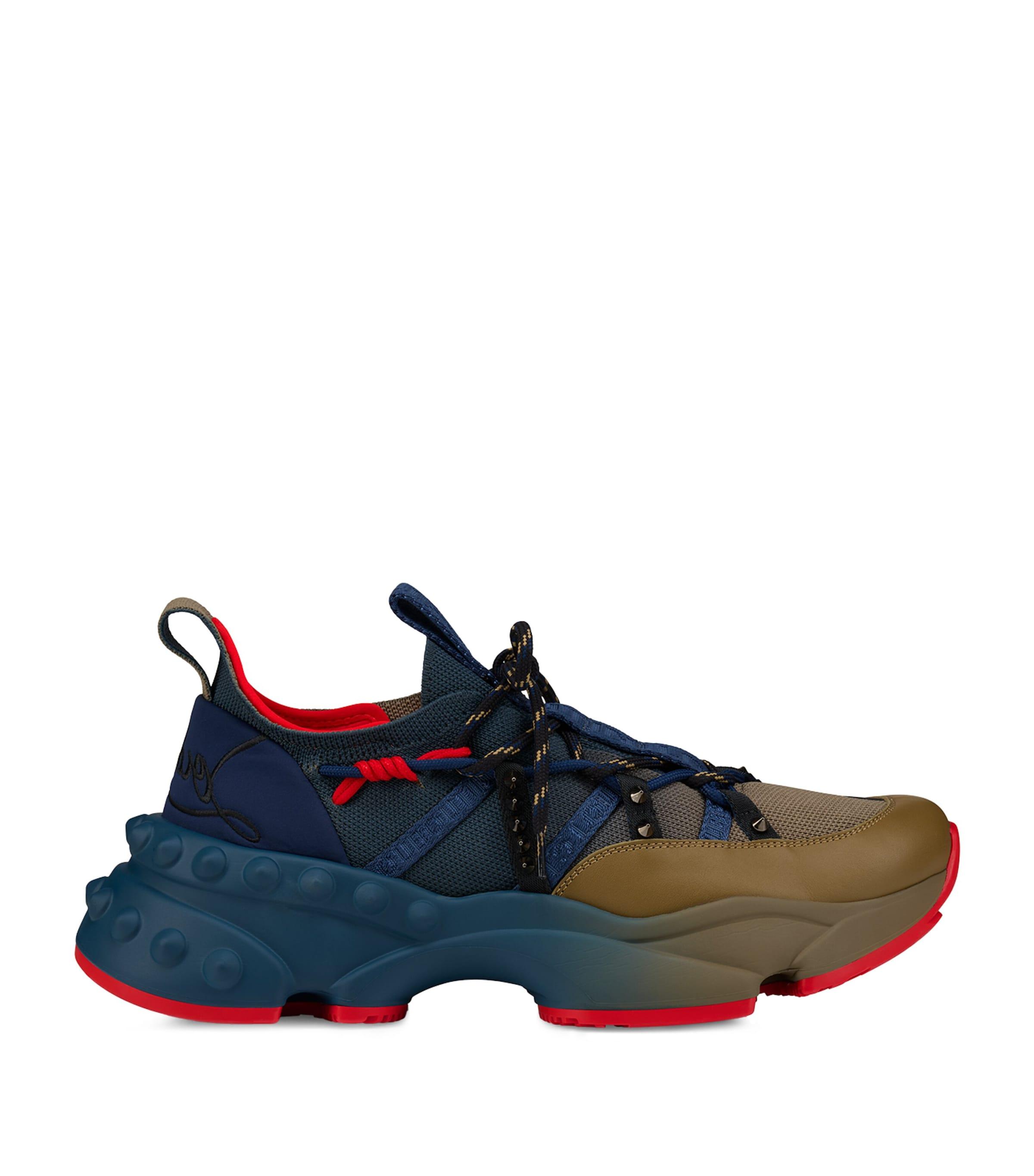 Christian Louboutin Trailnrun Flat Calf-Leather Trainers in Blue