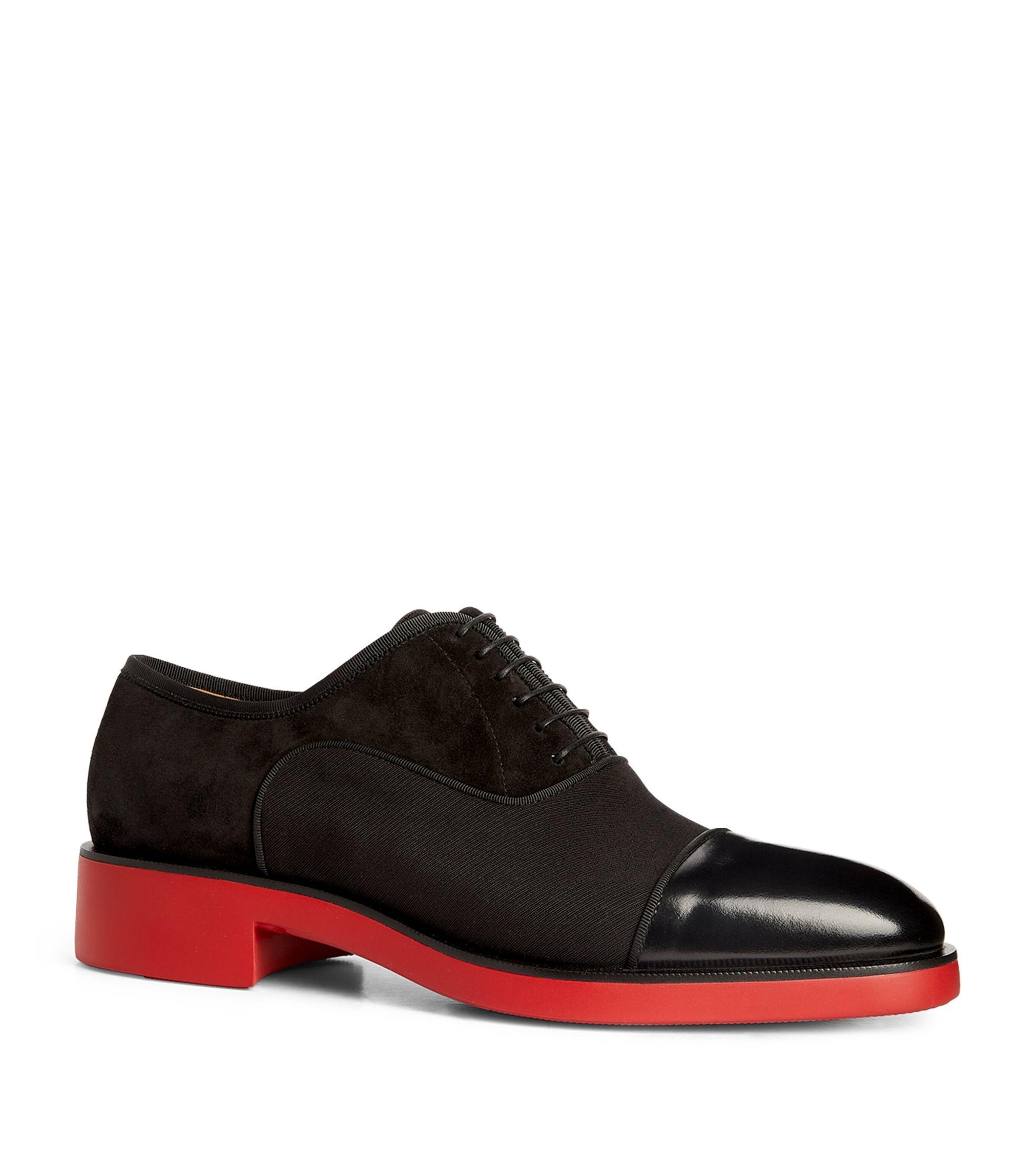 Christian Louboutin Black Leather Greggo Lace-Up Shoes