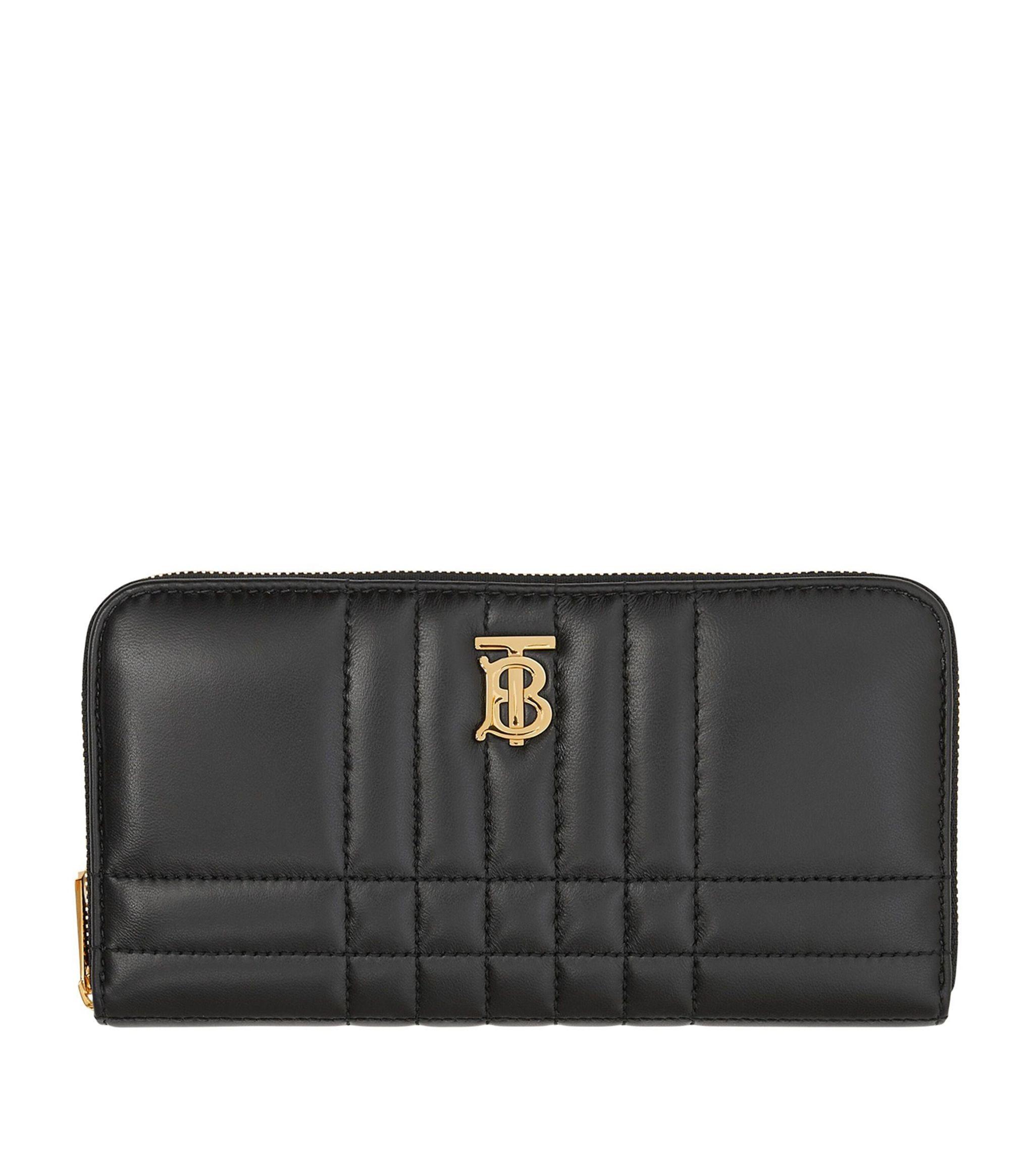 Burberry Leather Quilted Lola Zip-around Wallet in Black | Lyst