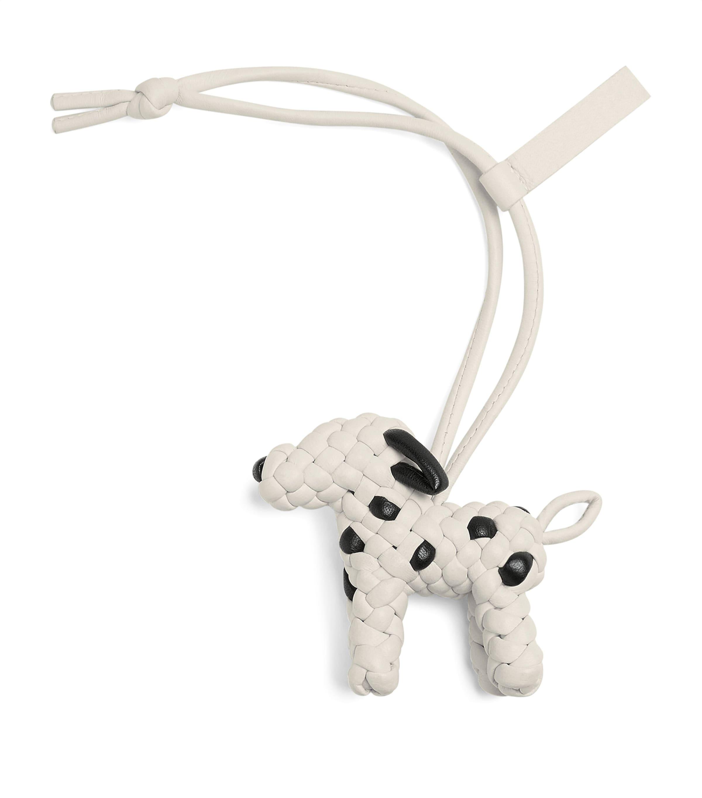 Bottega Veneta Lambskin Woven Dalmatian Charm in White | Lyst