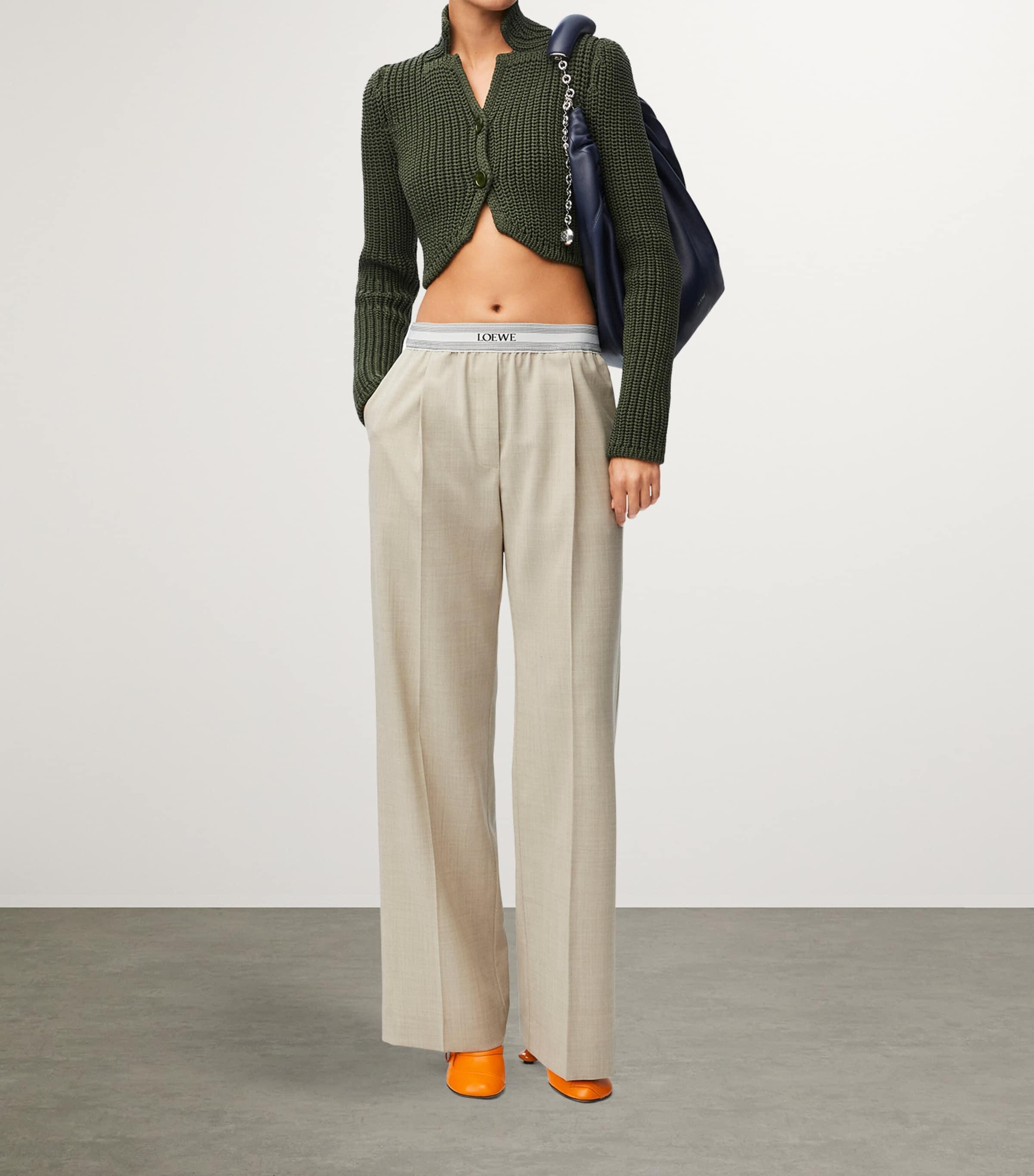 Loewe Wool-Blend Logo Trousers in White | Lyst