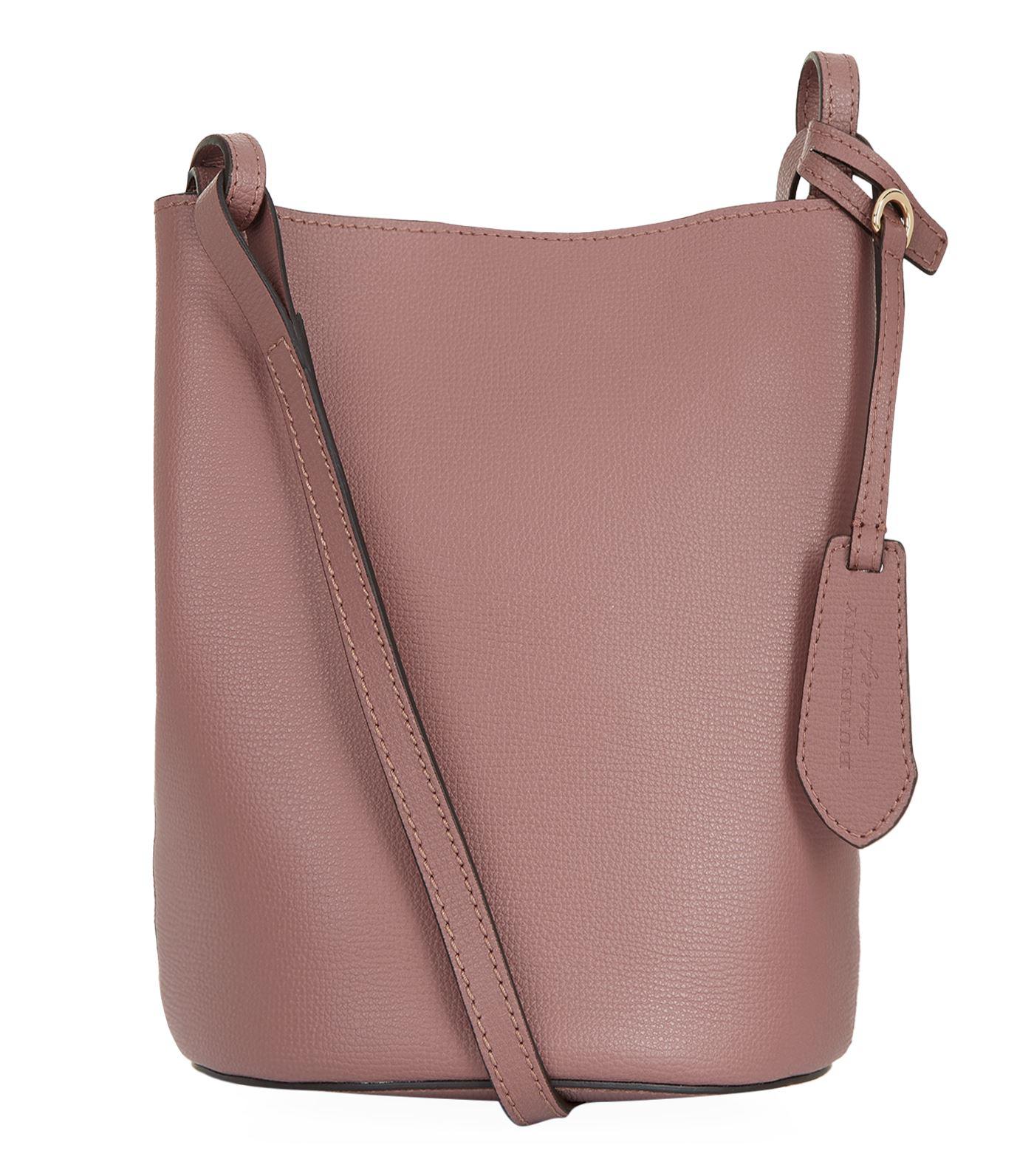 Burberry Small Lorne Leather Bucket Bag in Purple | Lyst