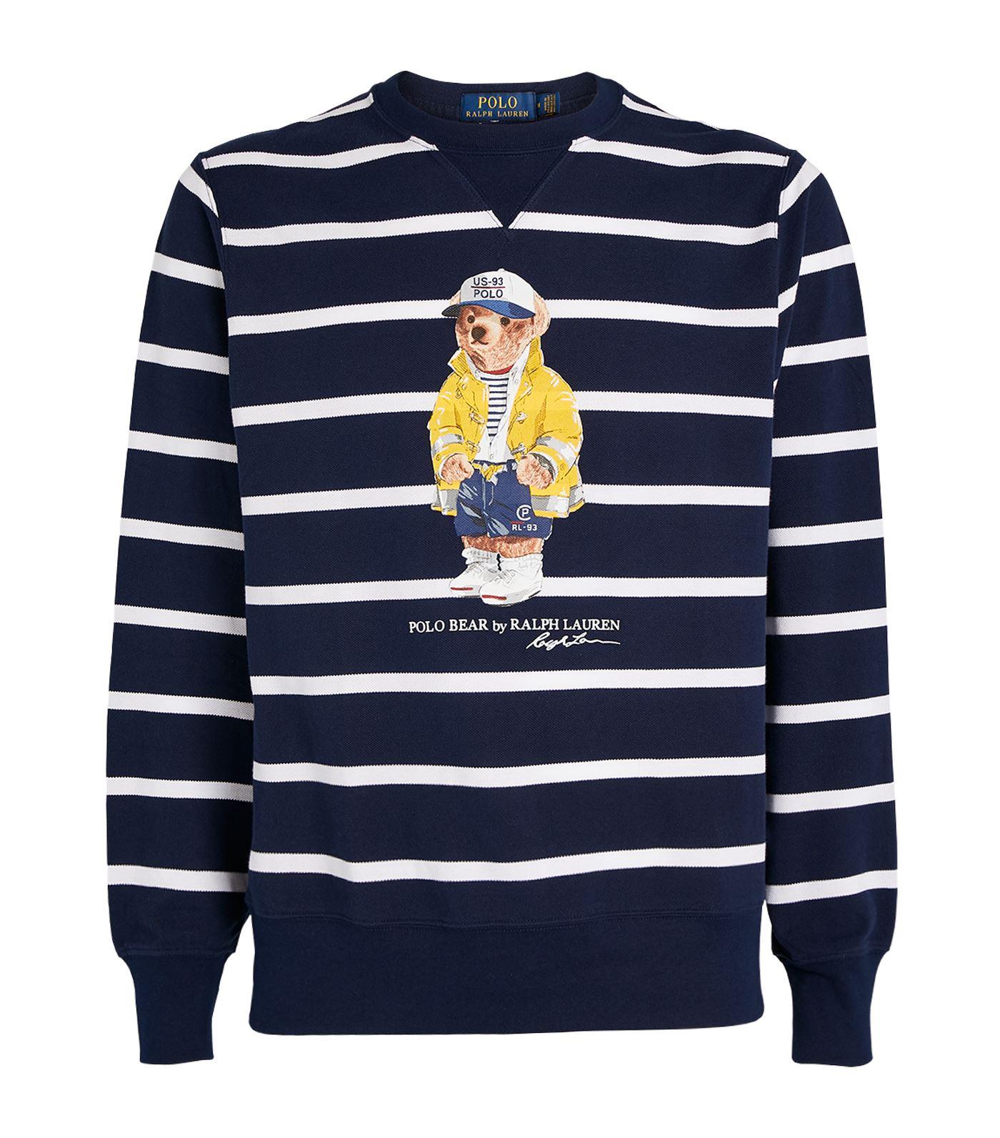 Polo Ralph Lauren Striped Polo Bear Sweatshirt in Navy (Blue) for Men - Lyst