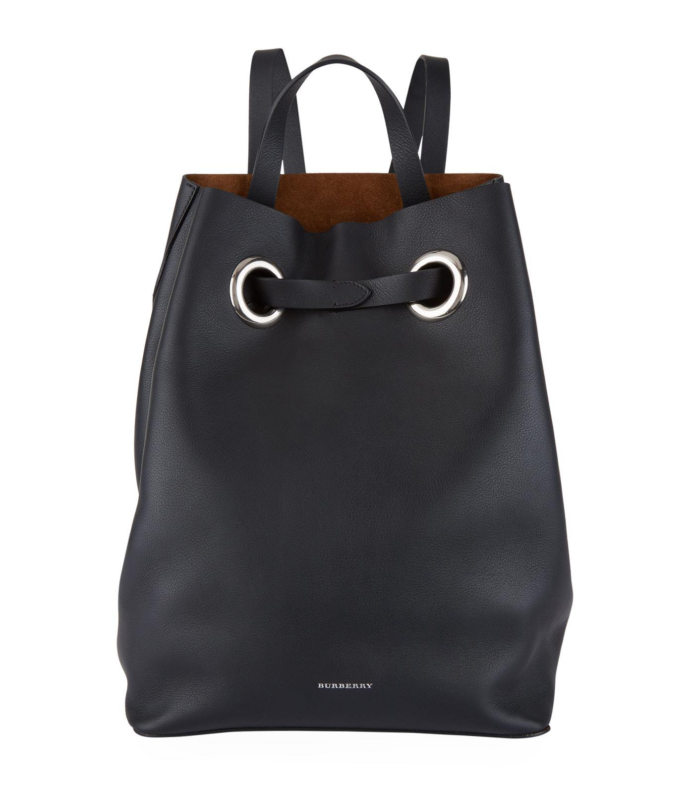 Burberry The Leather Grommet Detail Backpack in Black | Lyst