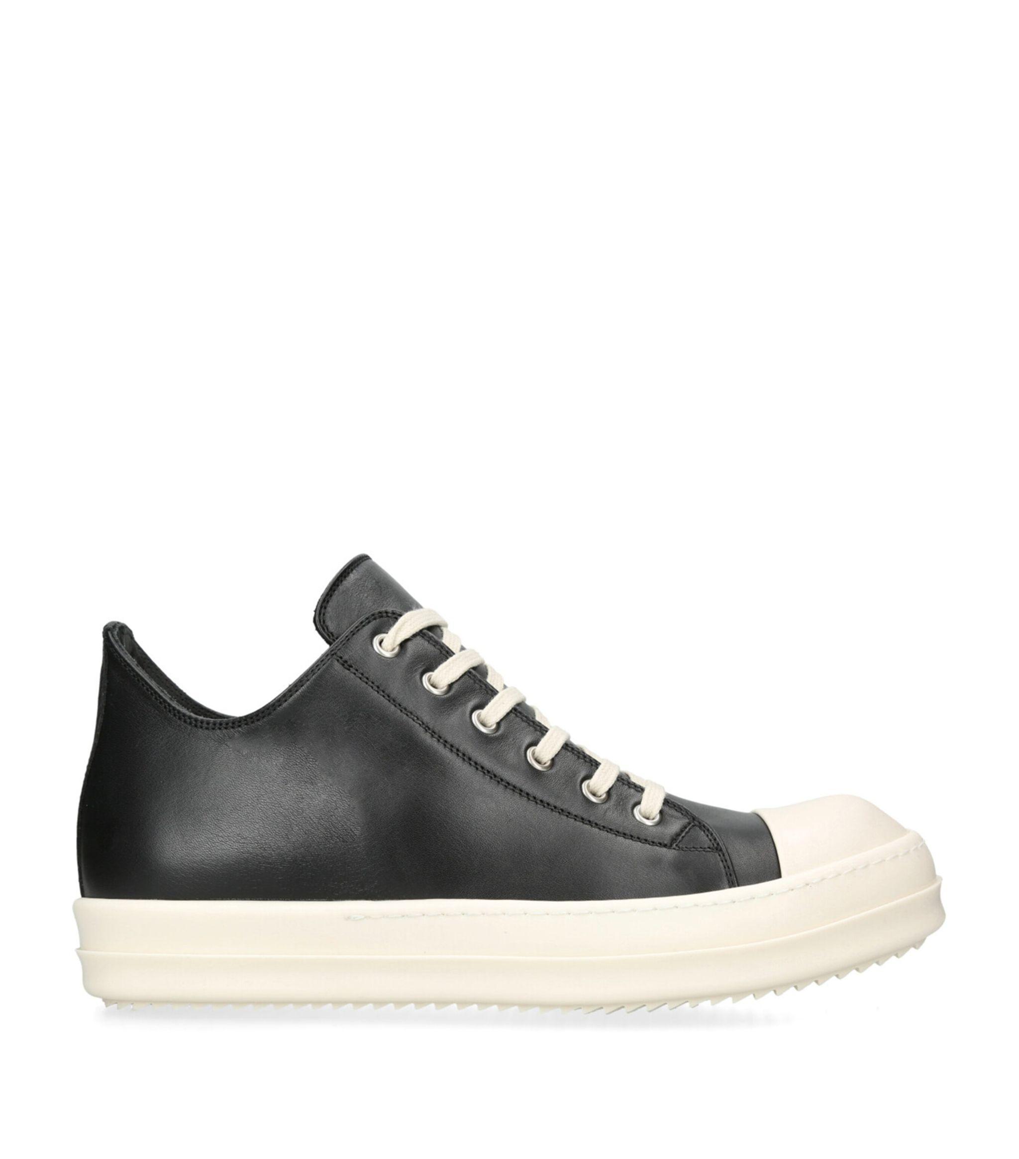 Rick Owens Leather Classic Low-top Sneakers in Black for Men | Lyst