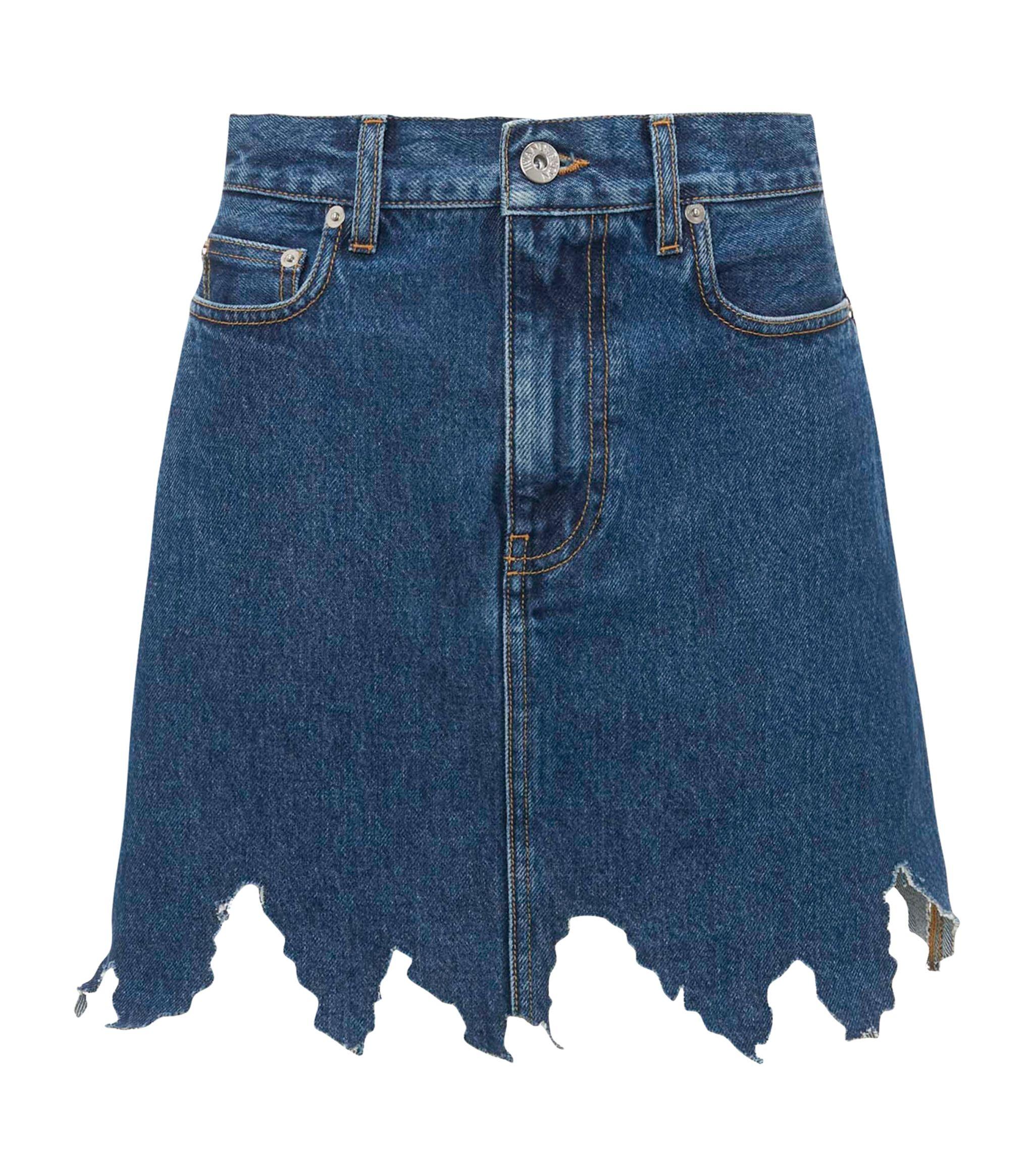 JW Anderson Denim Distressed Mini Skirt in Blue | Lyst