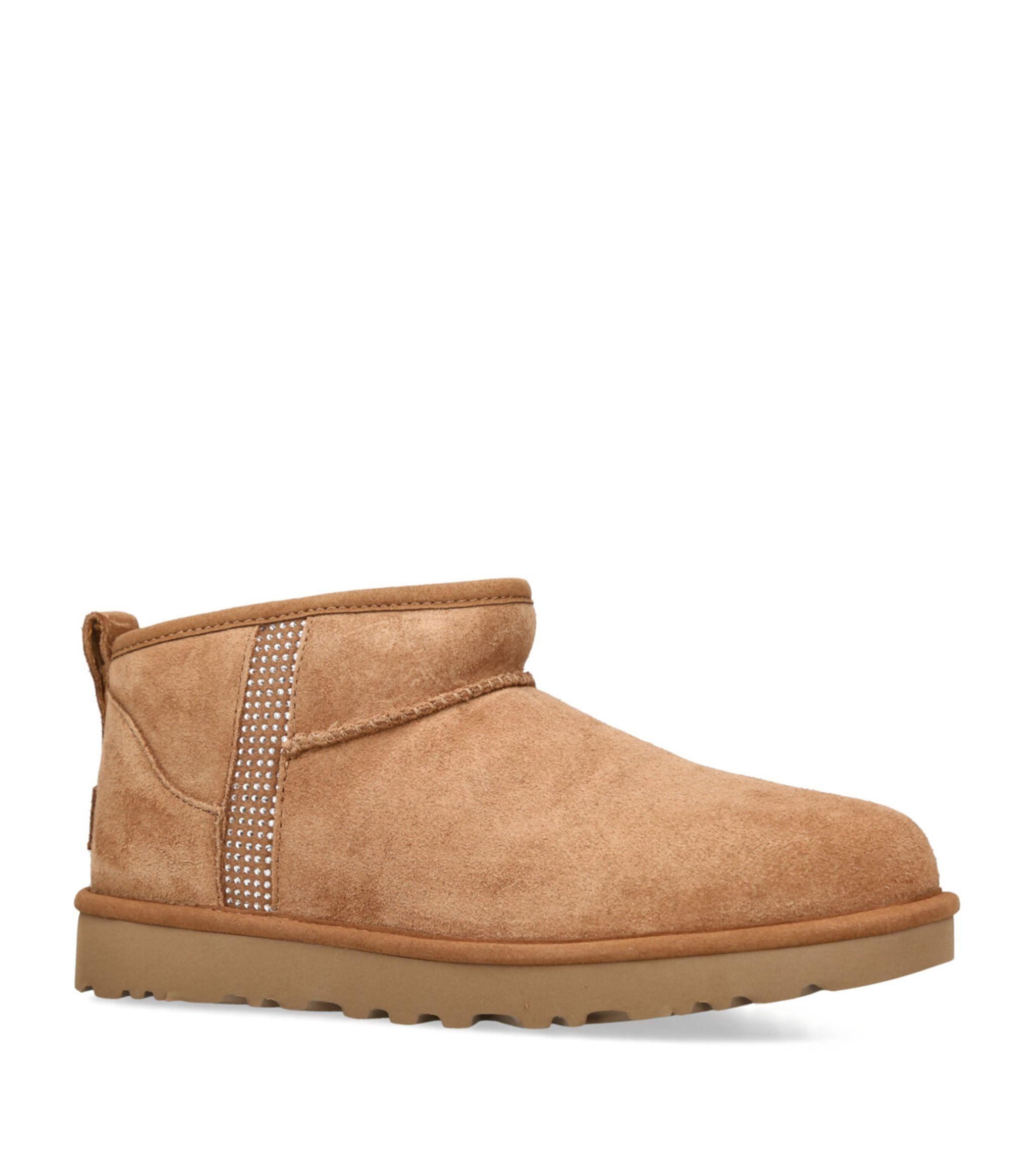 UGG Classic Ultra Mini Bling Ankle Boots in Brown | Lyst