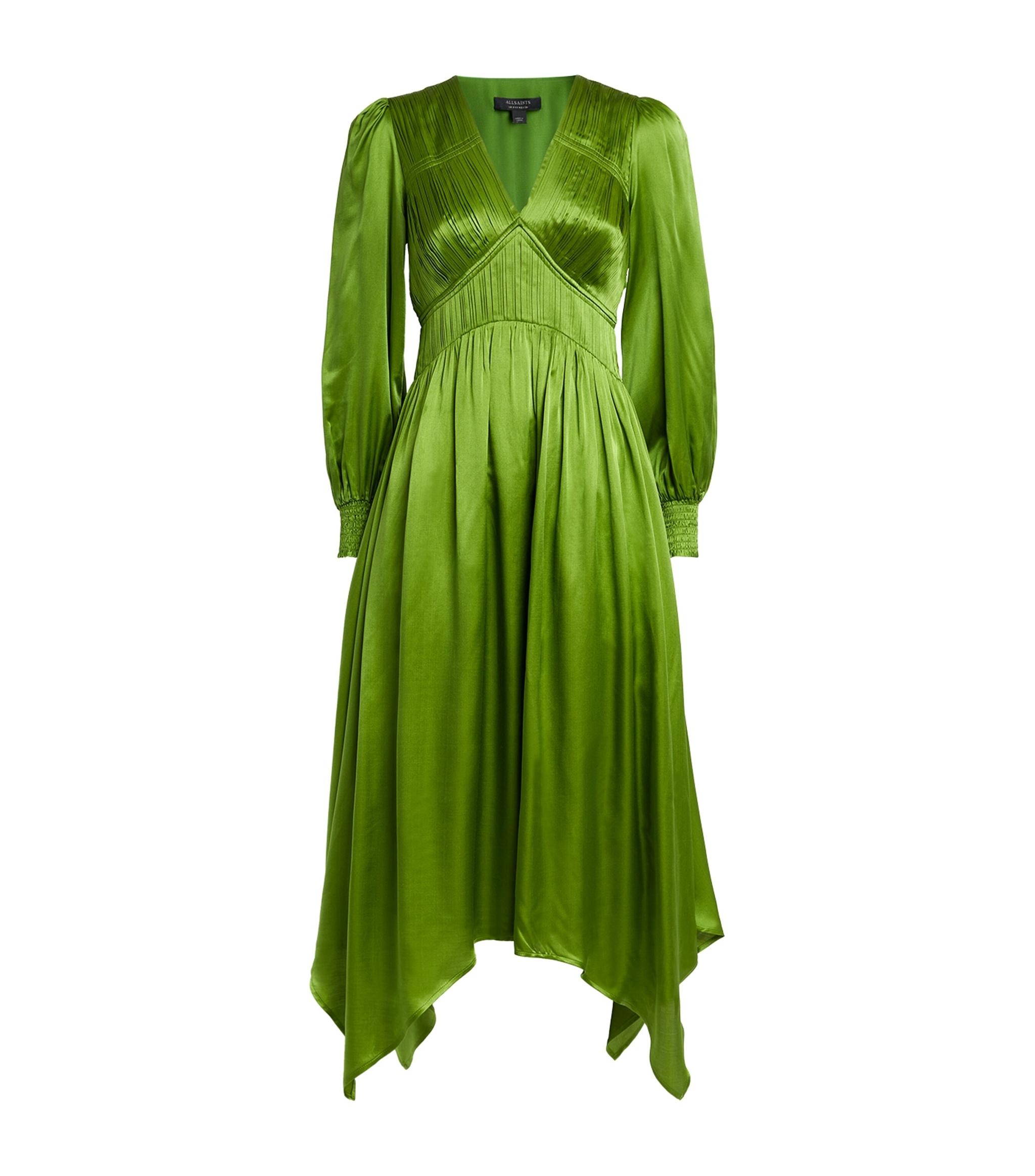 AllSaints Estelle Midi Dress in Green | Lyst