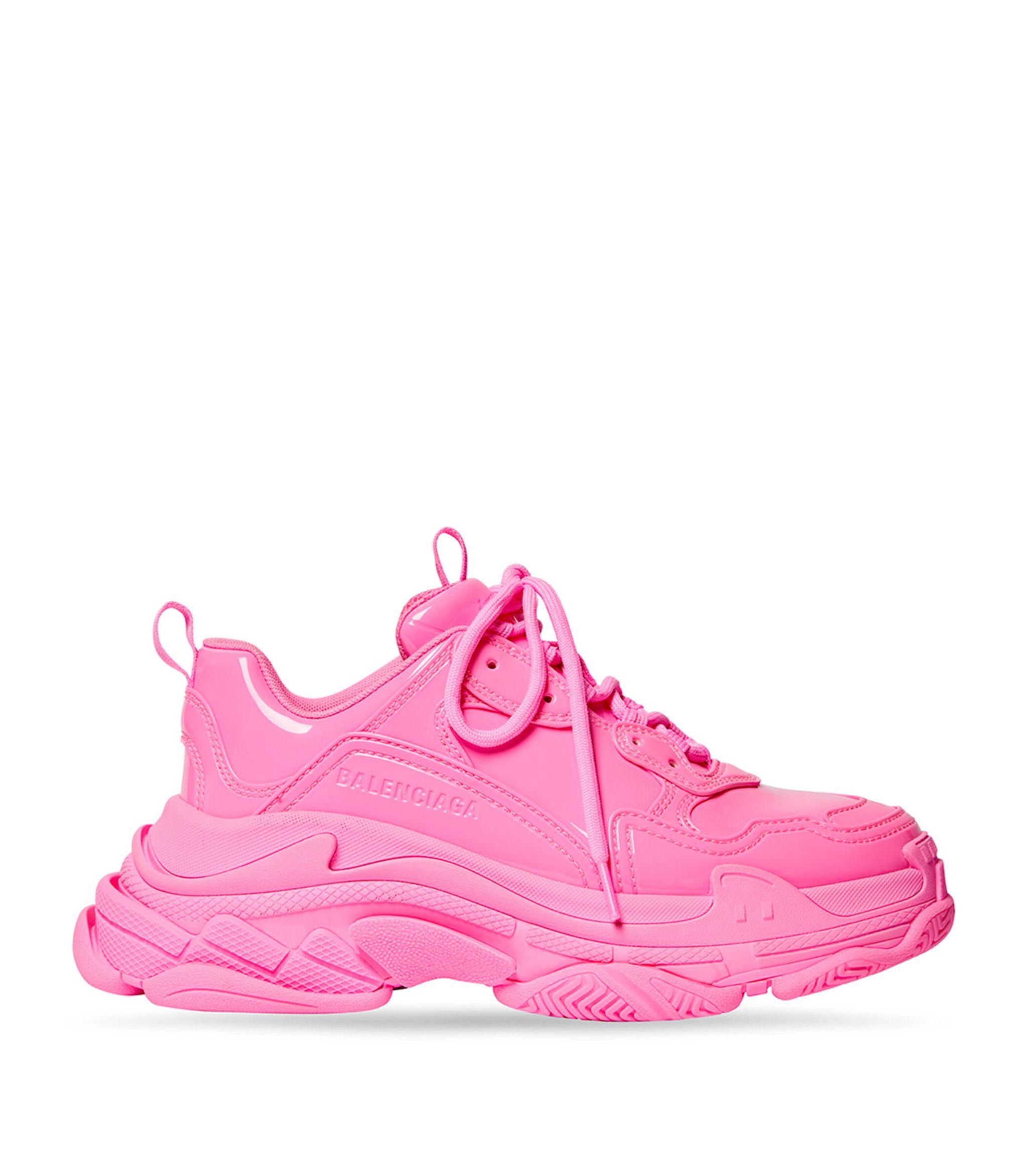 Balenciaga Triple S Patent-finish Sneakers in Pink | Lyst