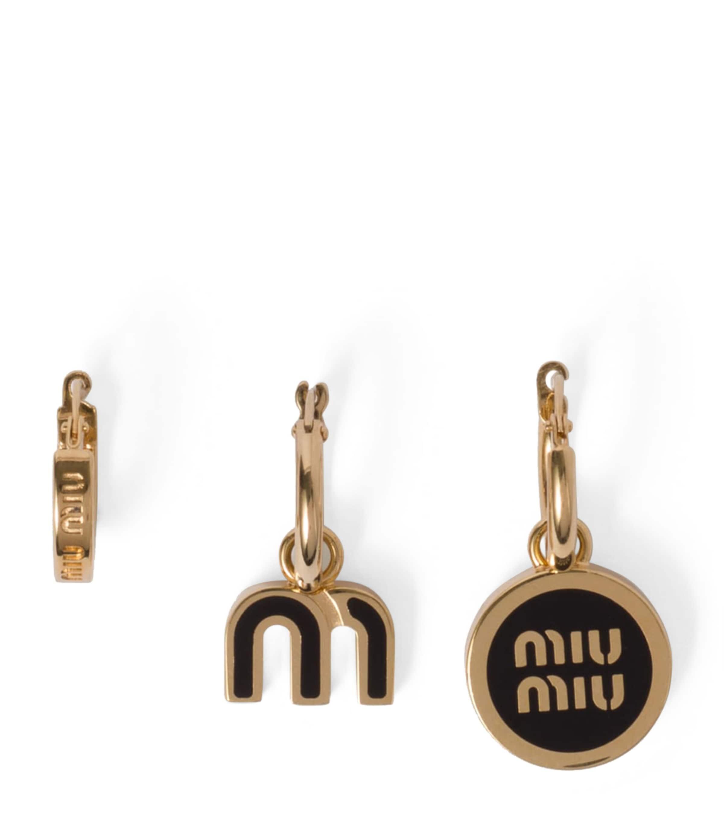 イヤリング MIU MIU MIU MIU EARRINGS IN ENAMELLED L Miu Miu Enameled Earrings | Gold | FARFETCH