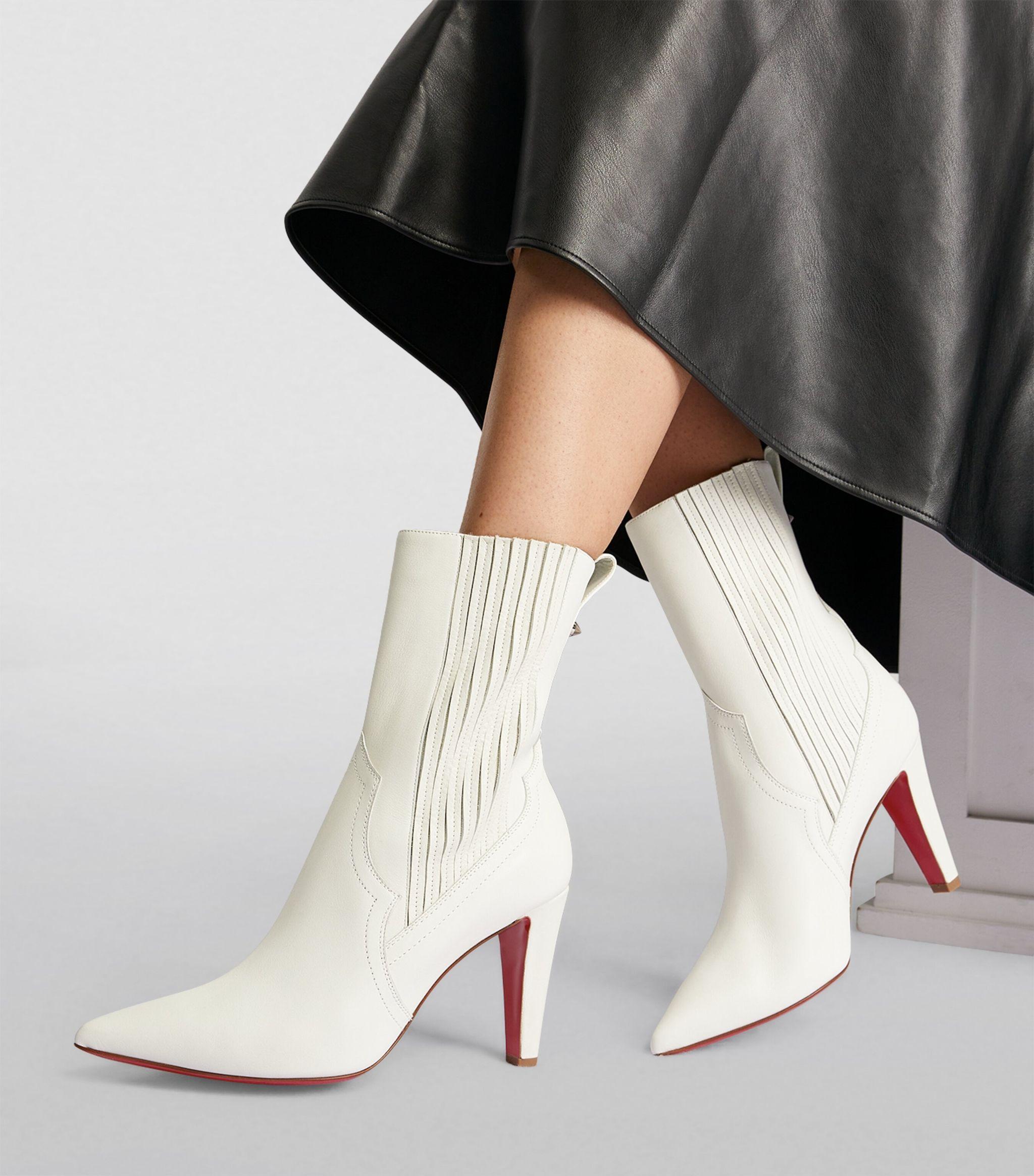 Christian Louboutin Santigag Leather Ankle Boots 85 in White