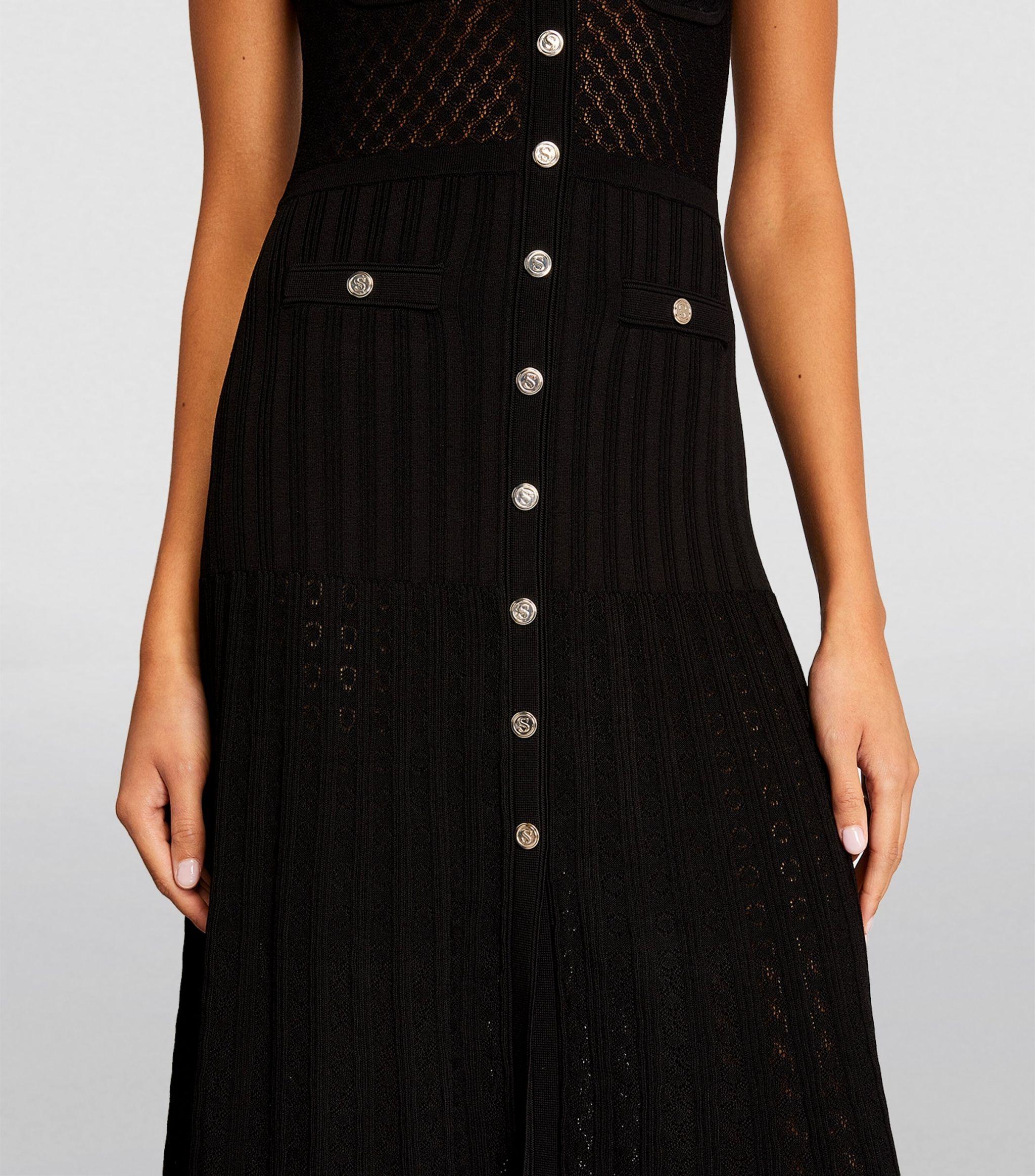 Sandro Lace-detail Midi Dress in Black Lyst