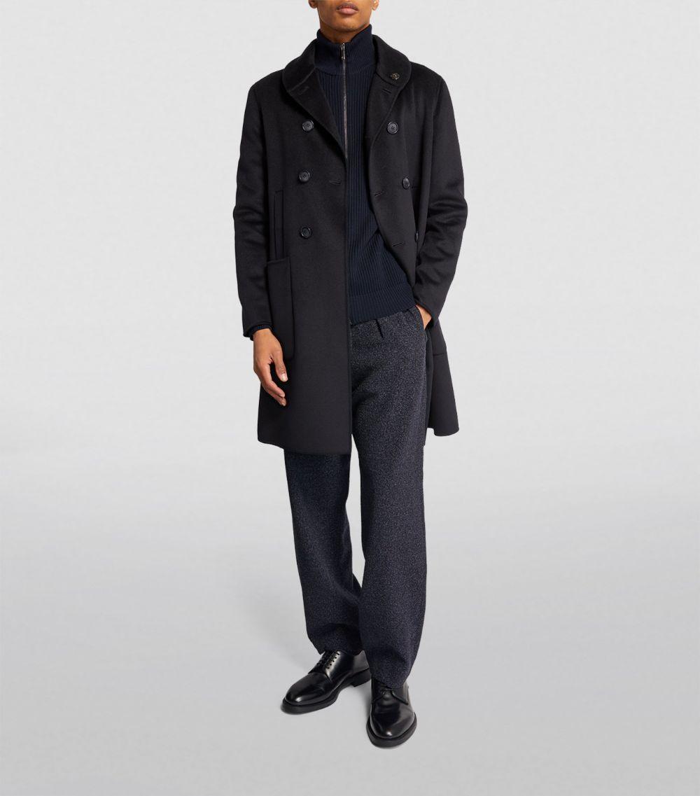 Giorgio Armani Cashmere Double Breasted Coat in Black for Men Lyst Canada