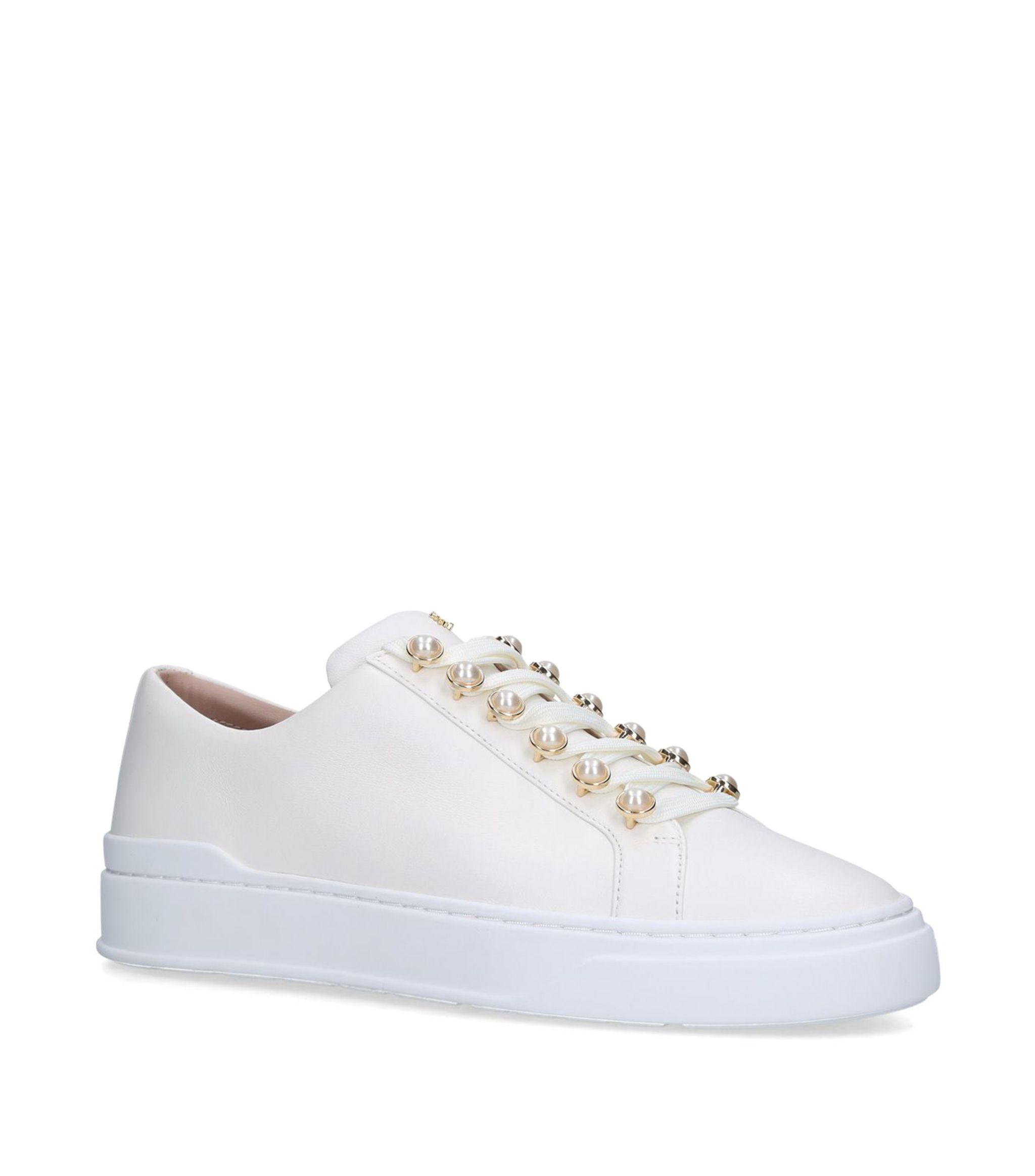 Stuart Weitzman Leather Excelsa Pearl Sneakers in White - Lyst