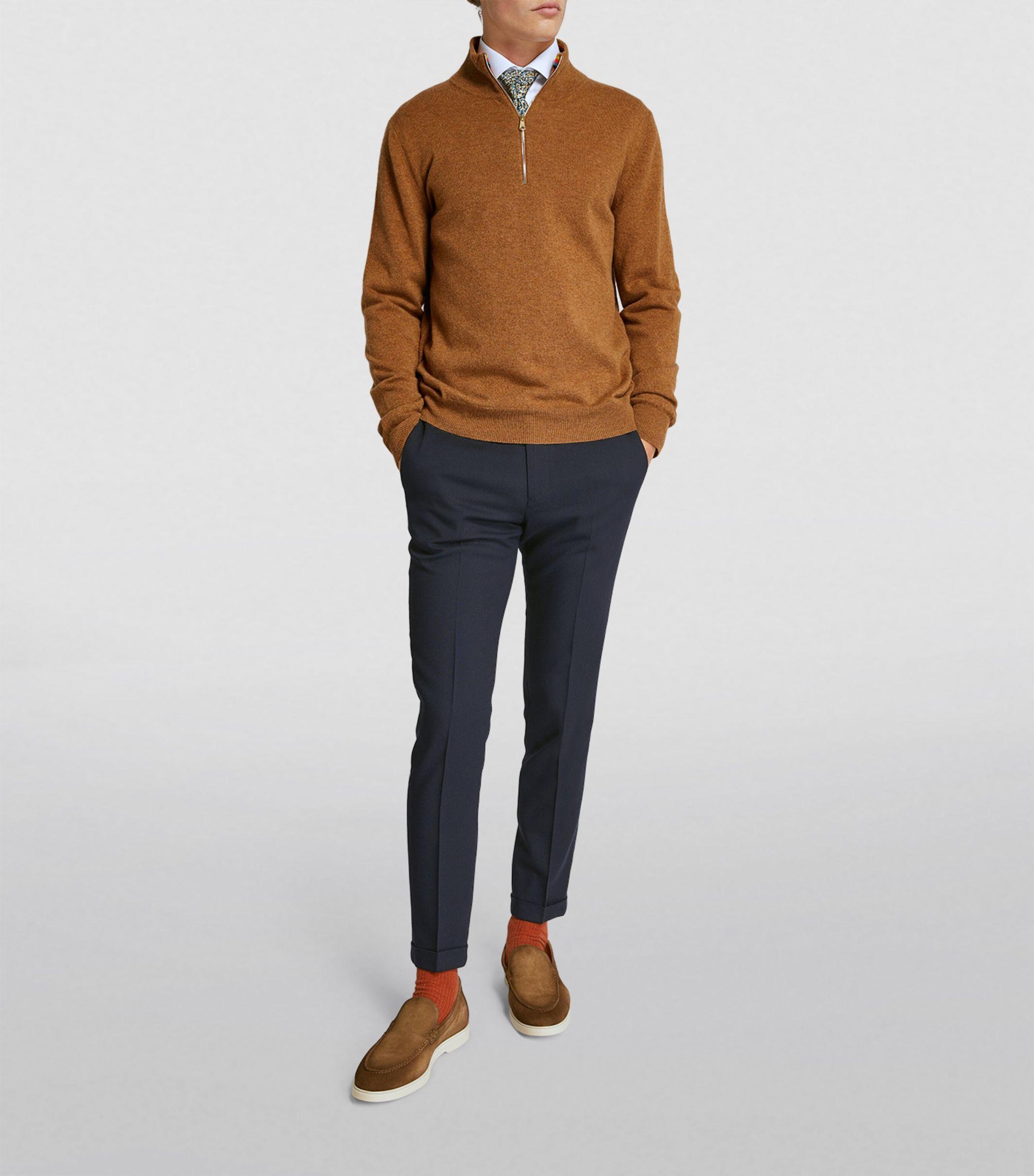 Paul Smith Cashmere Quarter-zip Sweater in Brown for Men | Lyst