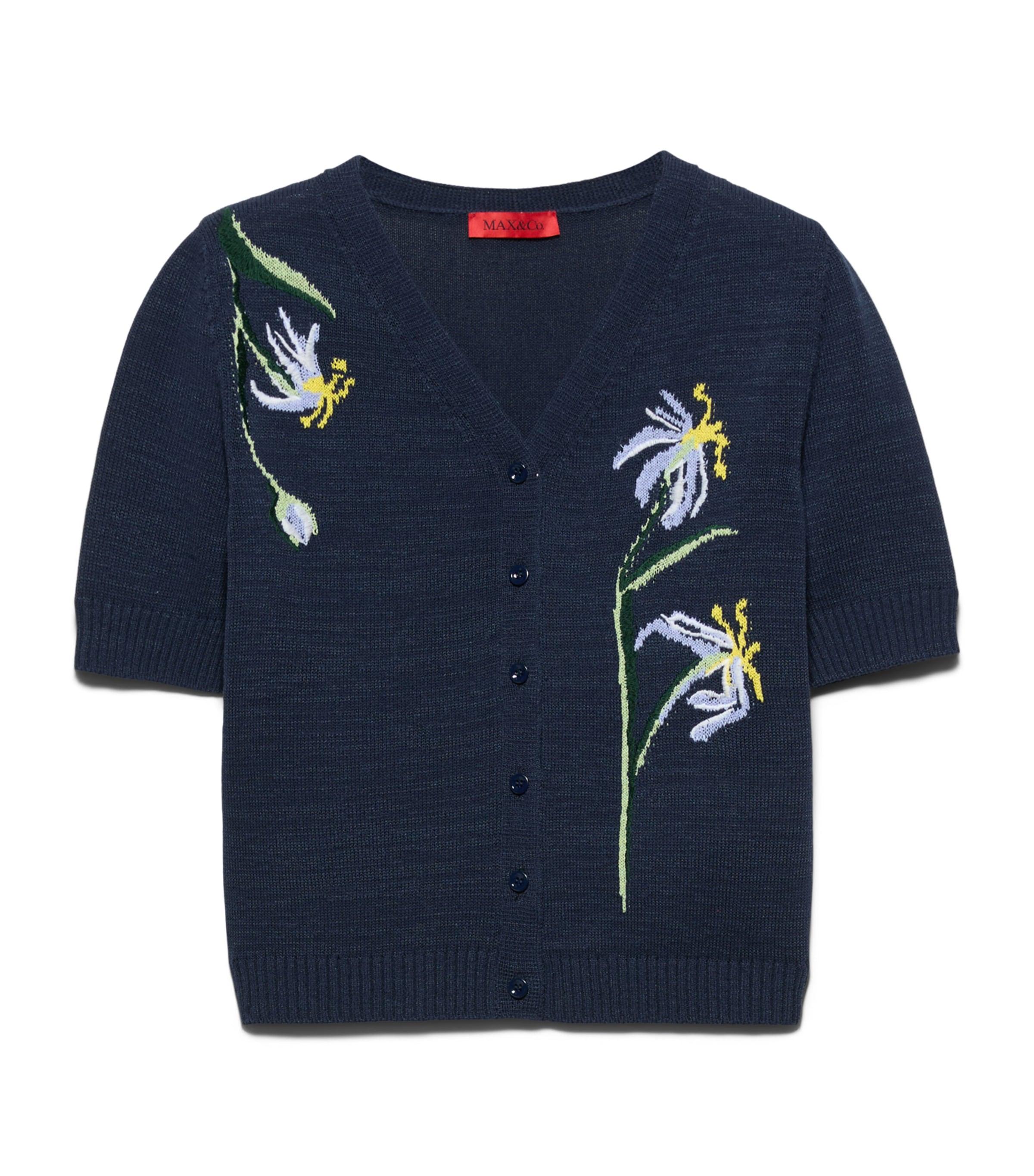 MAX&Co. Cotton-Blend Floral Cardigan in Blue | Lyst