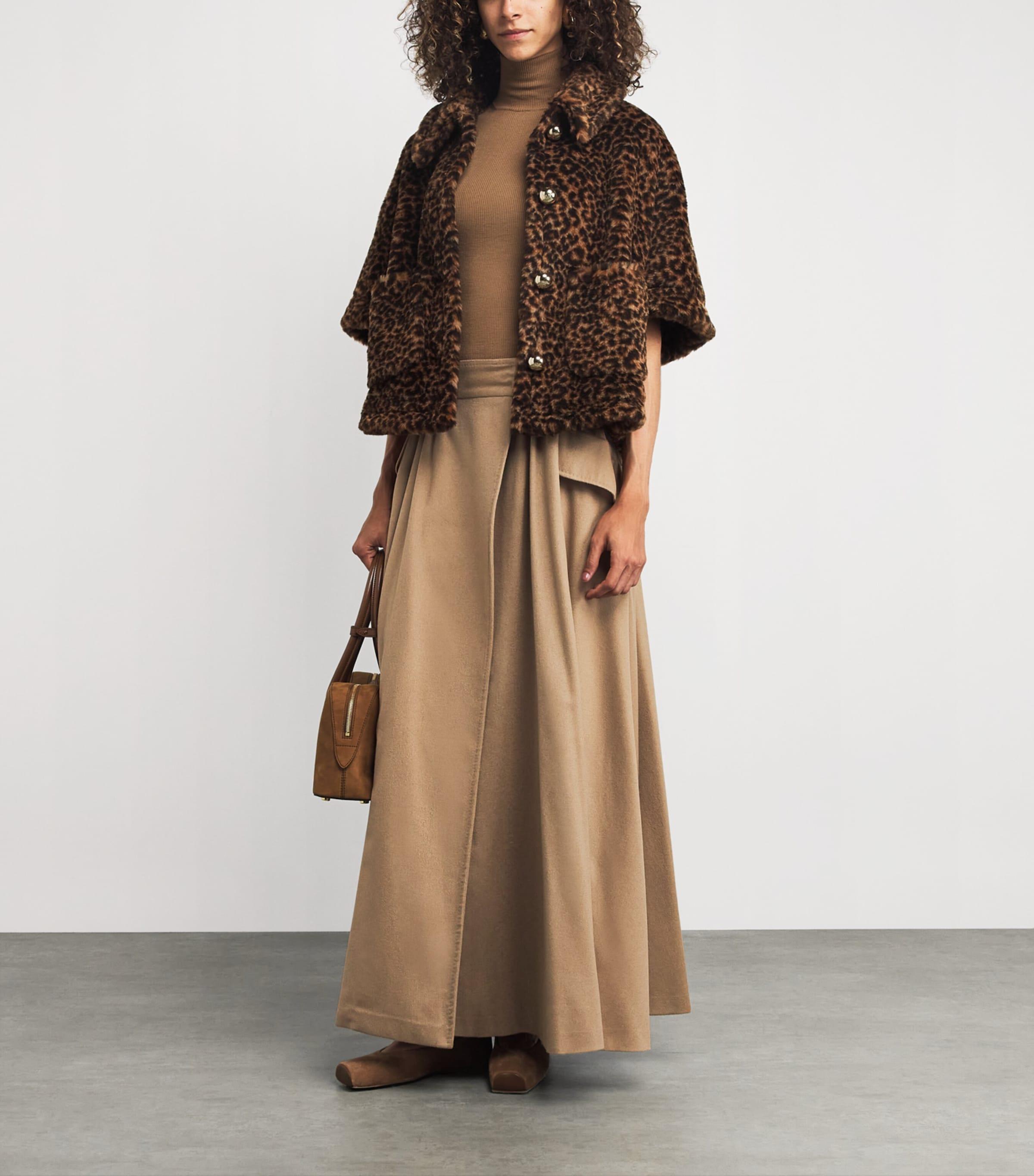 Max Mara Camel Wool Maxi Skirt in Natural | Lyst