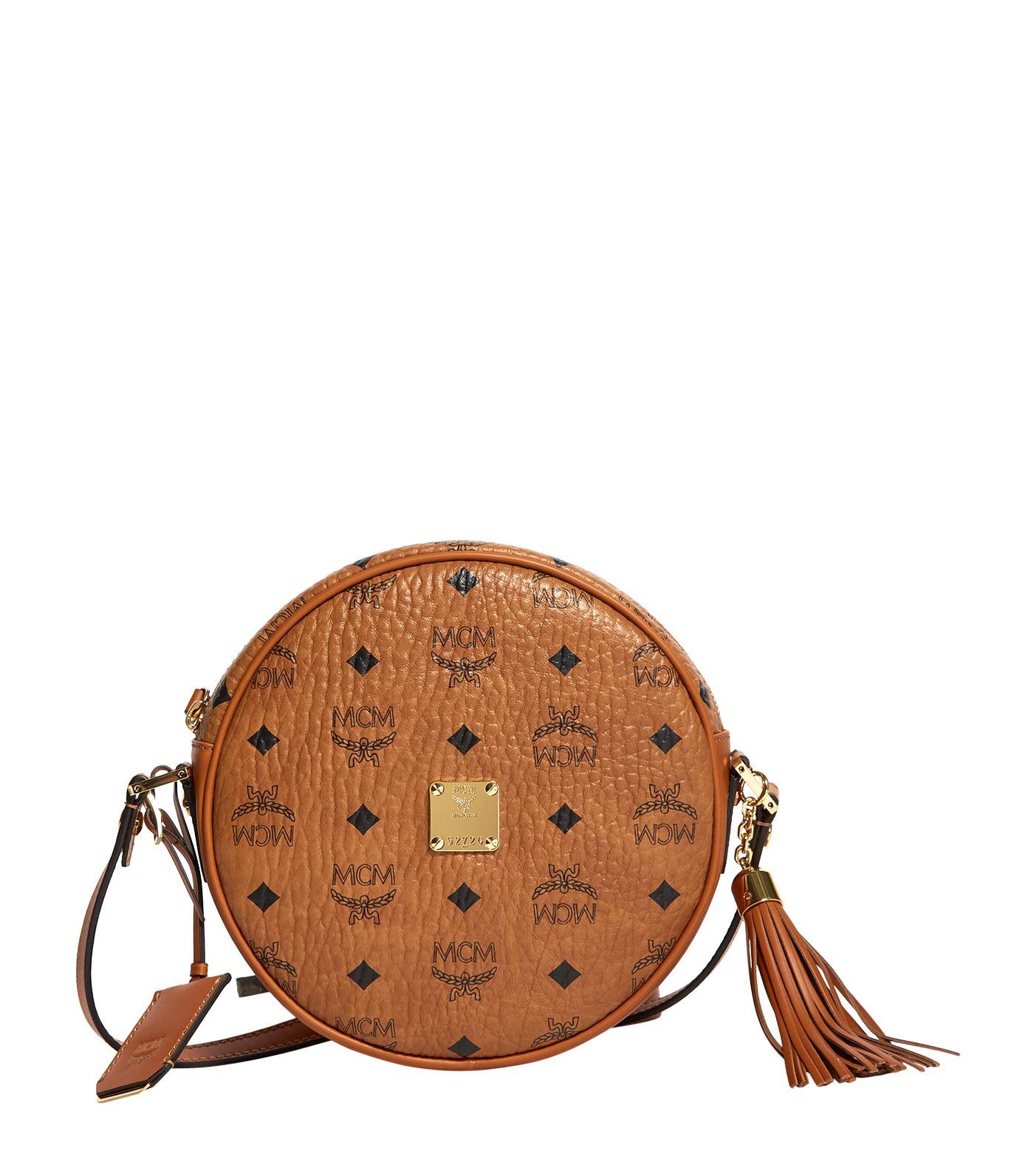 MCM Brown Visetos Coated Canvas and Leather Mini Heritage Top