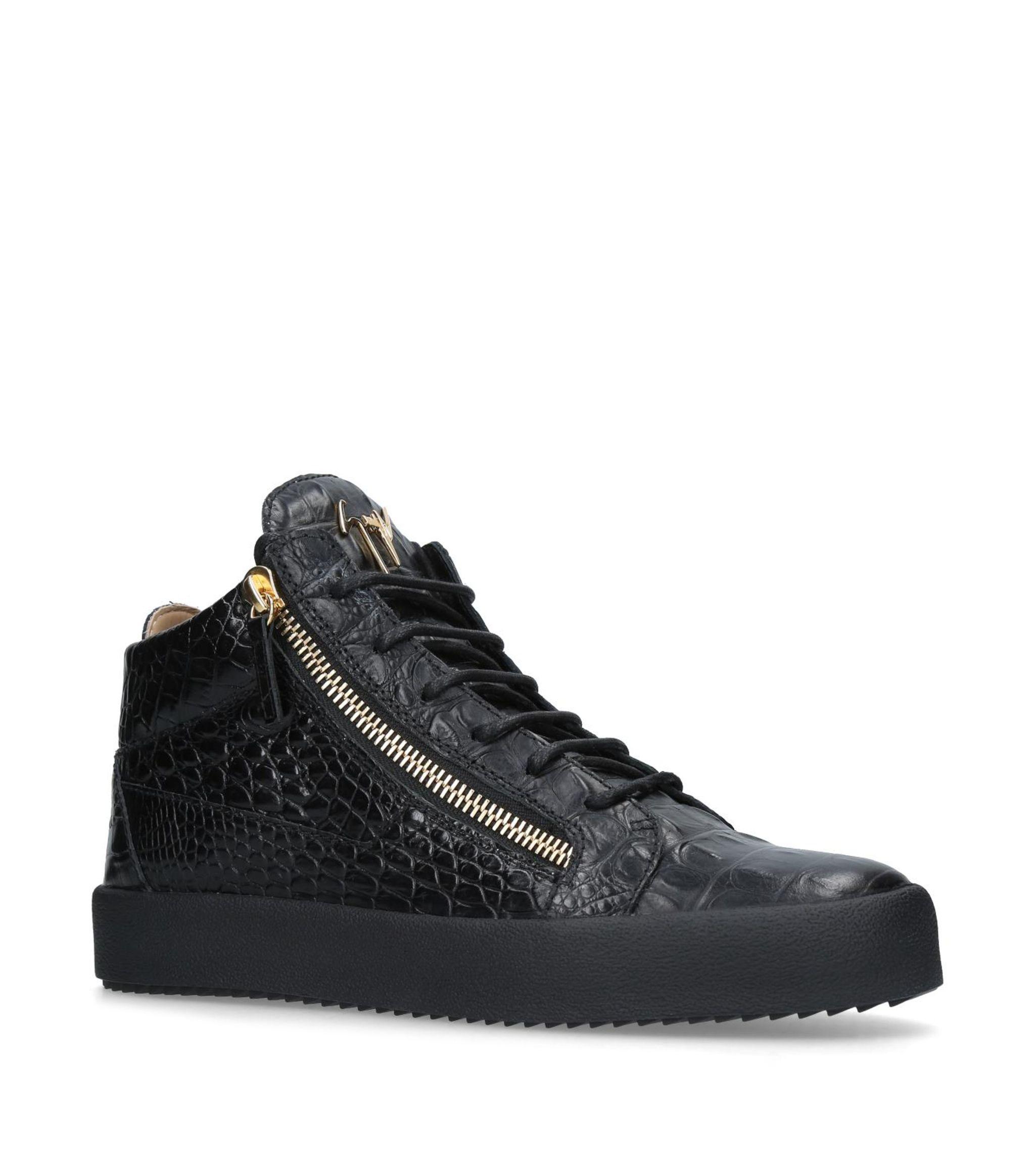 Giuseppe Zanotti Mens Black Kriss Croc-embossed Patent-leather High-top  Trainers 8 for Men | Lyst
