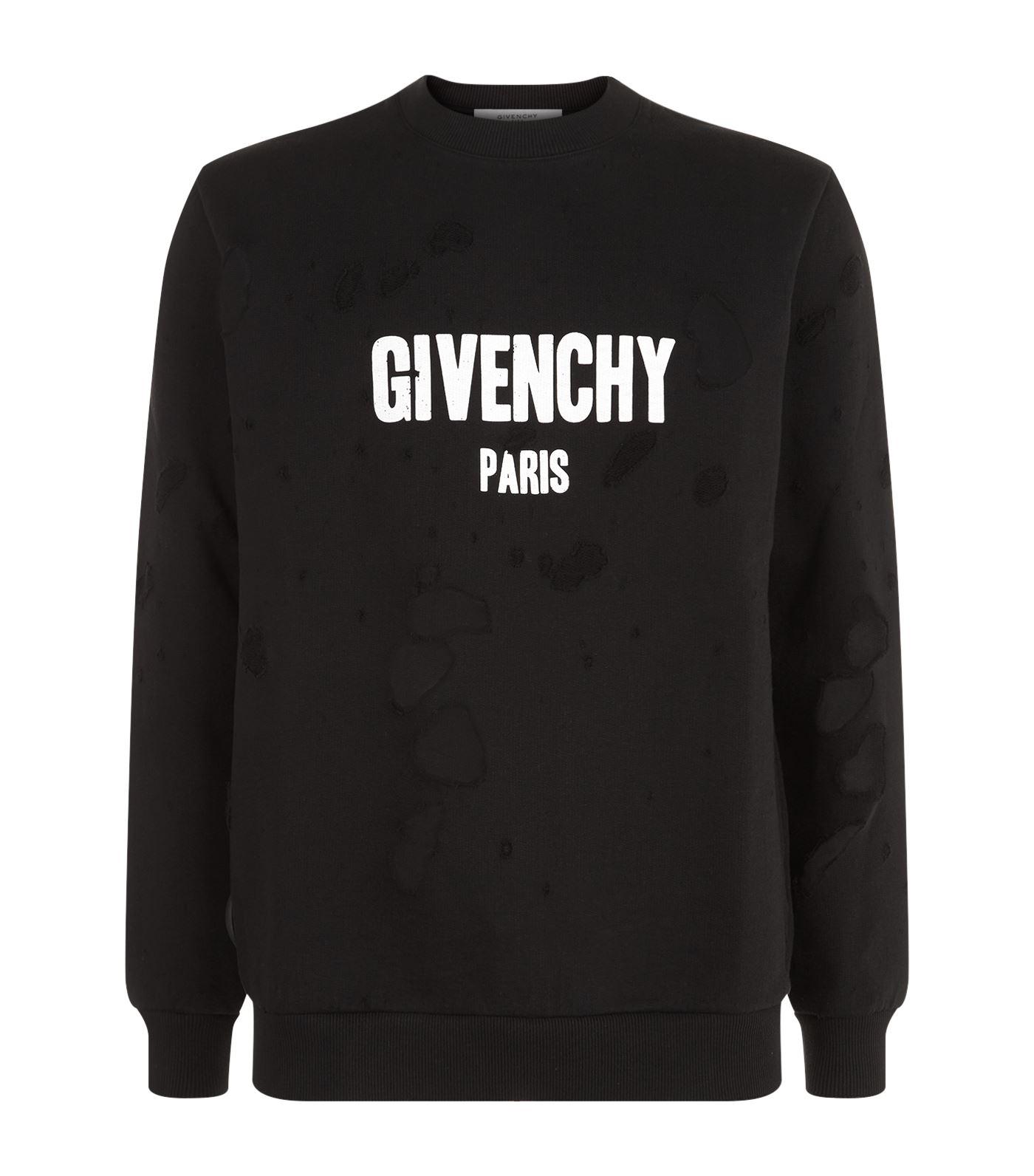 Givenchy Cotton Destroyed Logo Sweatshirt in Black for Men - Lyst