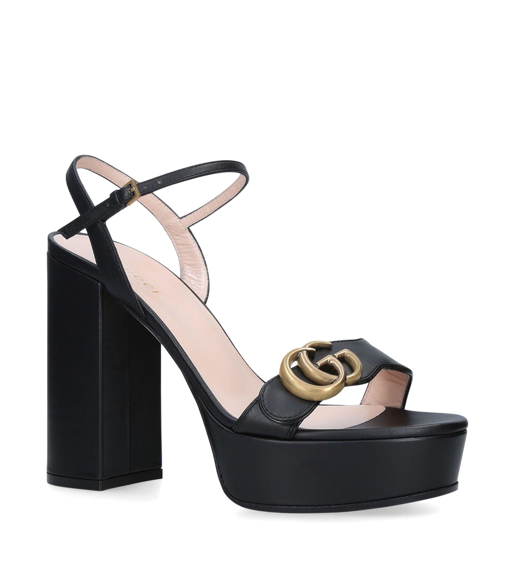 Gucci Leather Mid-heel Sandal With Bee in Black - Save 37% - Lyst