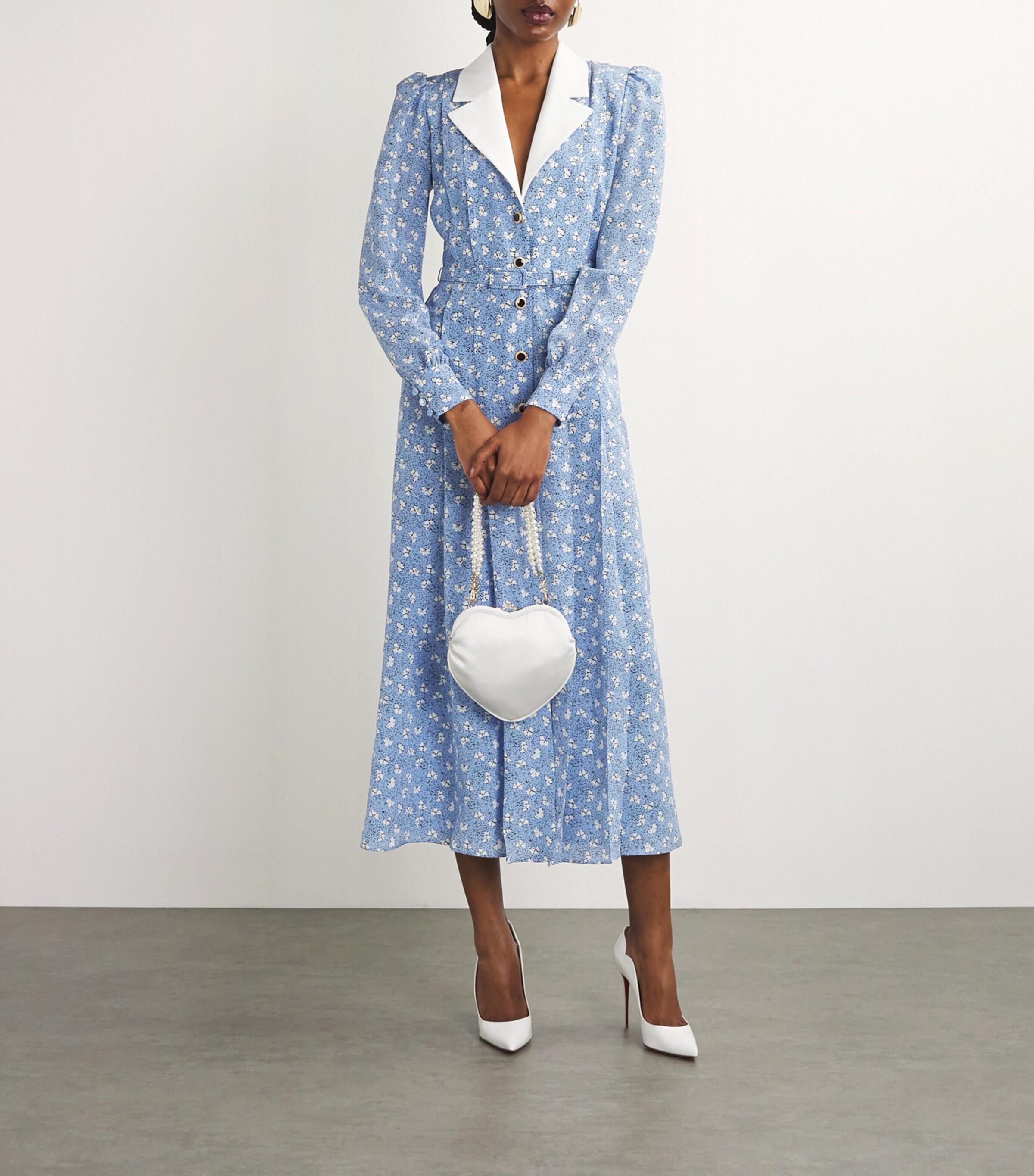 Alessandra Rich Printed Midi Dress in Blue | Lyst UK